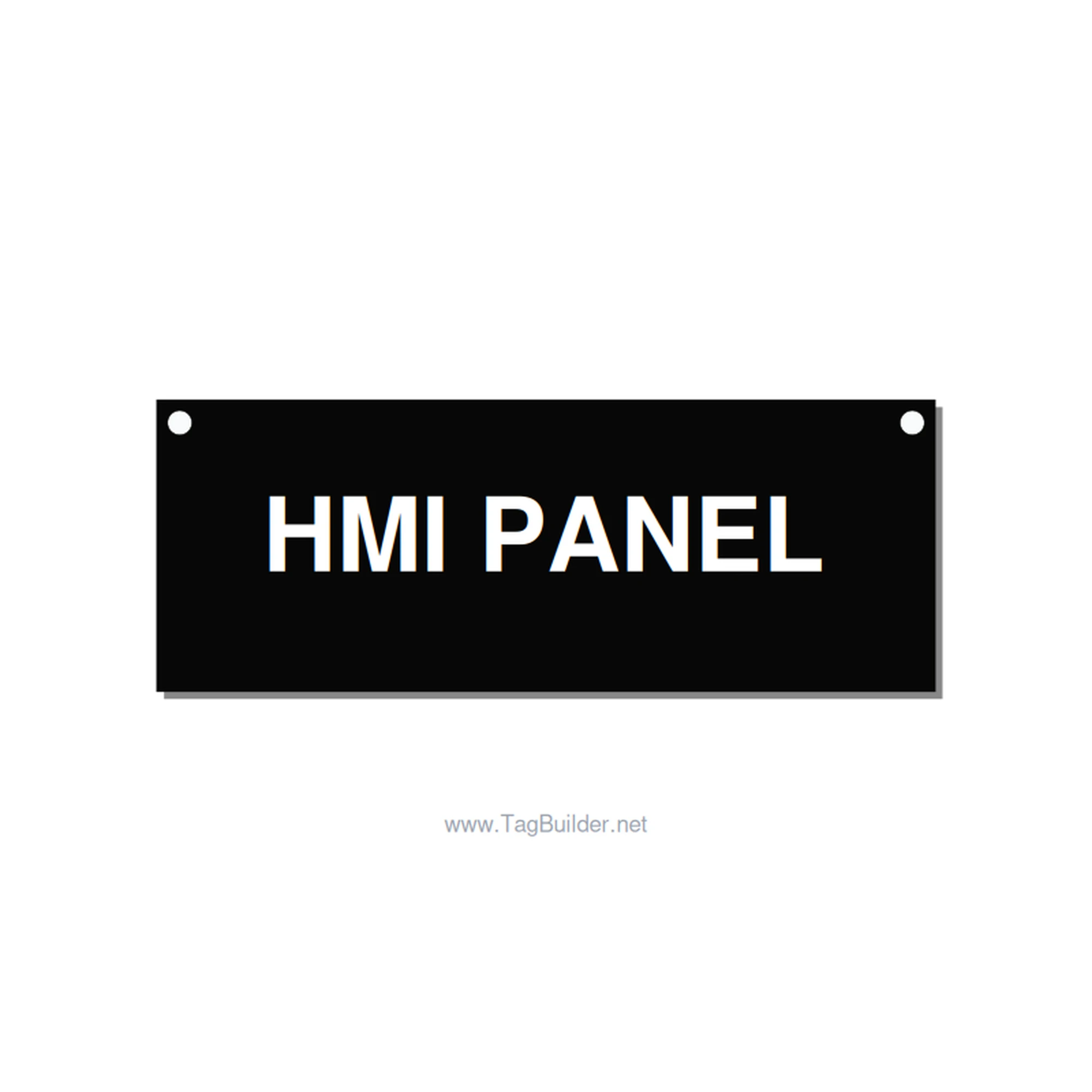 4.0x1.5" Panel Identification Label - HMI PANEL, White/Black, Holes