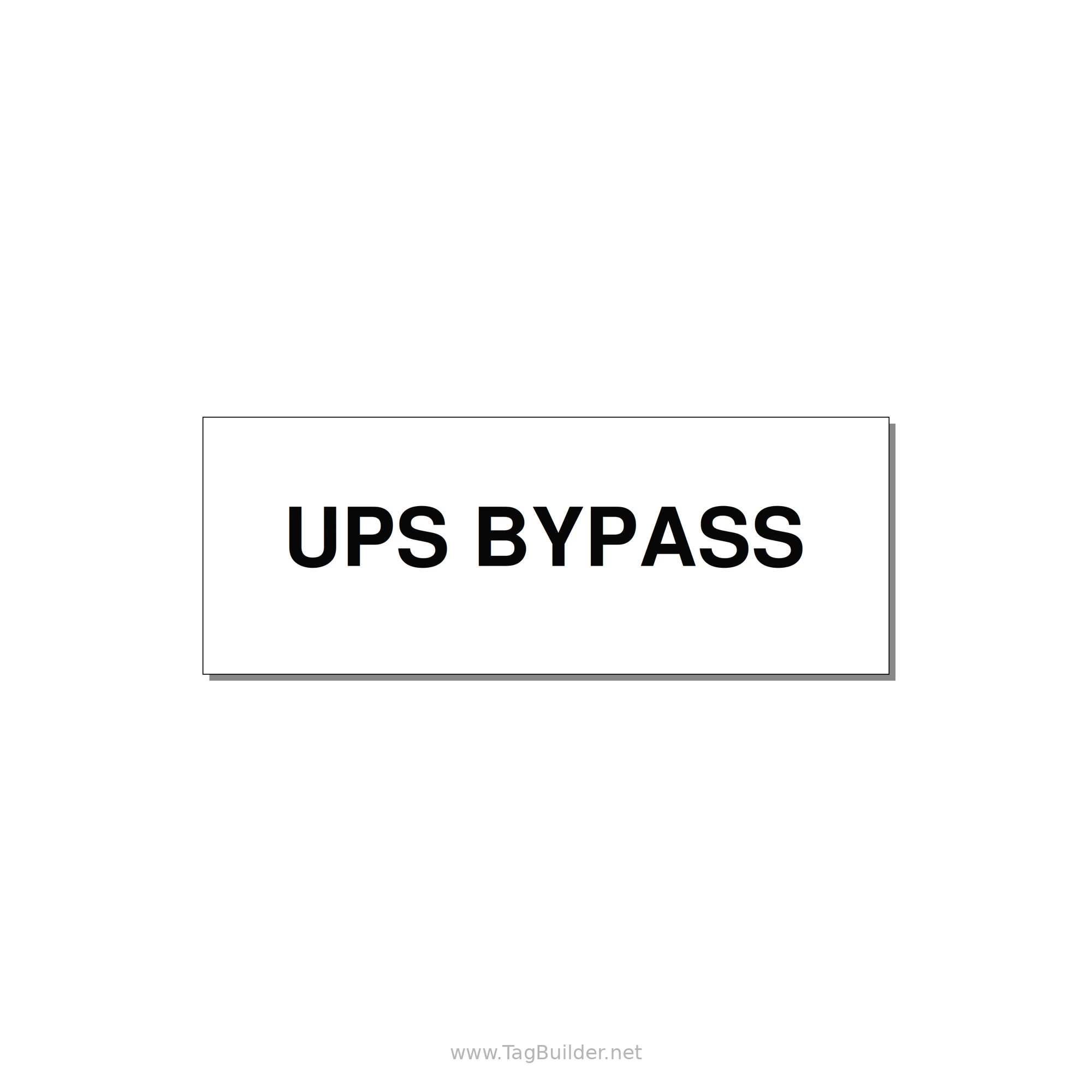 4.0x1.5" Safety Label - UPS BYPASS — 4x1.5" Black on White, Adhesive