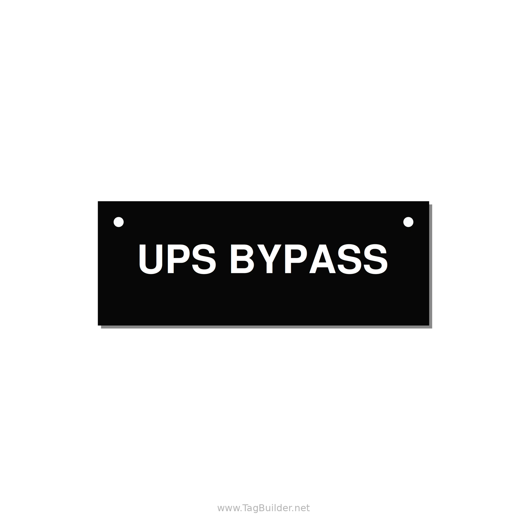 4.0x1.5" Safety Label - UPS BYPASS — 4x1.5" White on Black, Holes