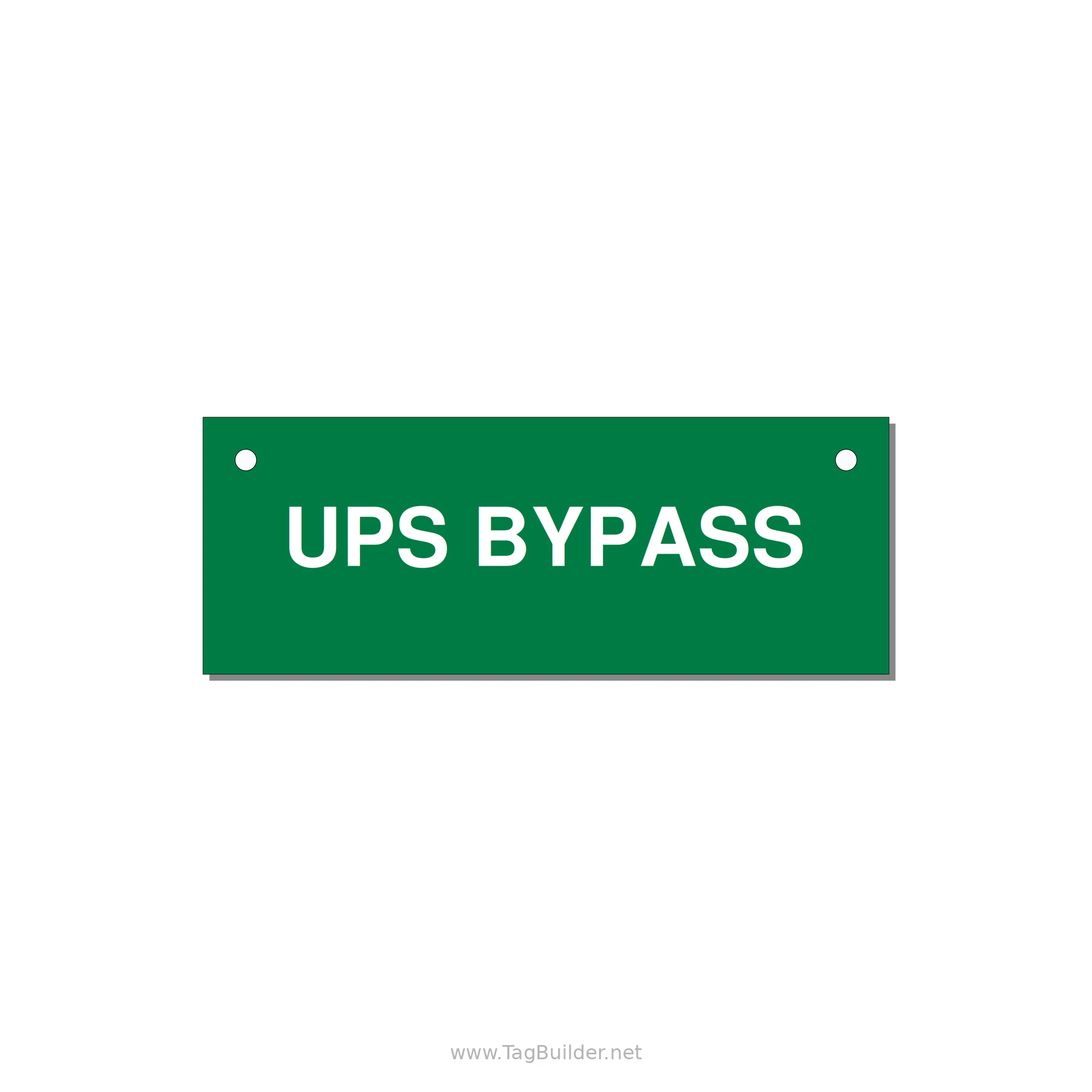 4.0x1.5" Safety Label - UPS BYPASS — 4x1.5" White on Green, Holes