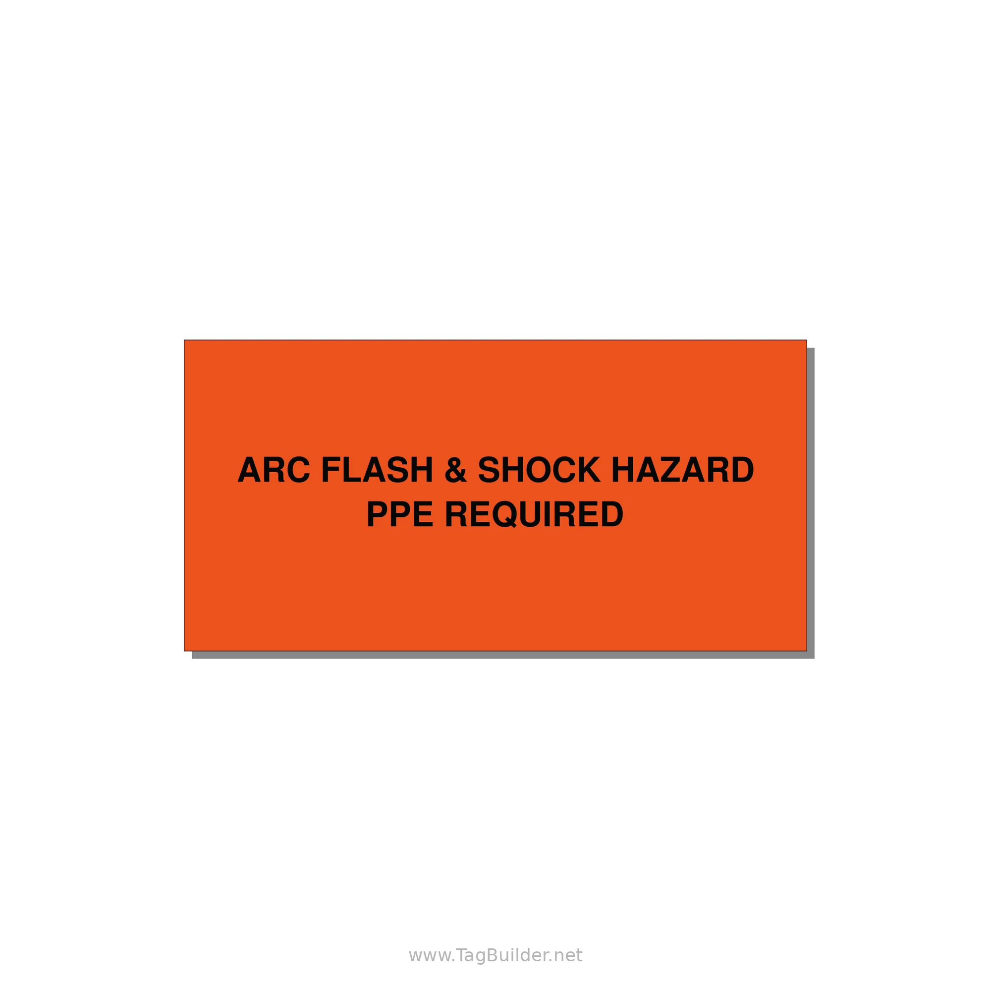 4.0x2.0" Arc Flash Safety Label - ARC FLASH & SHOCK HAZARD — 4x2" Black on Orange, Adhesive