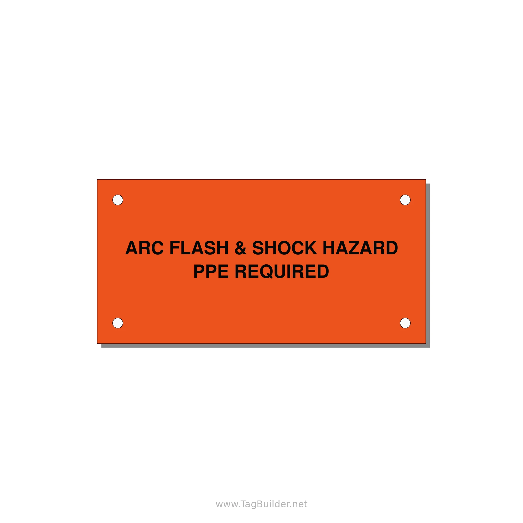 4.0x2.0" Arc Flash Safety Label - ARC FLASH & SHOCK HAZARD — 4x2" Black on Orange, Holes