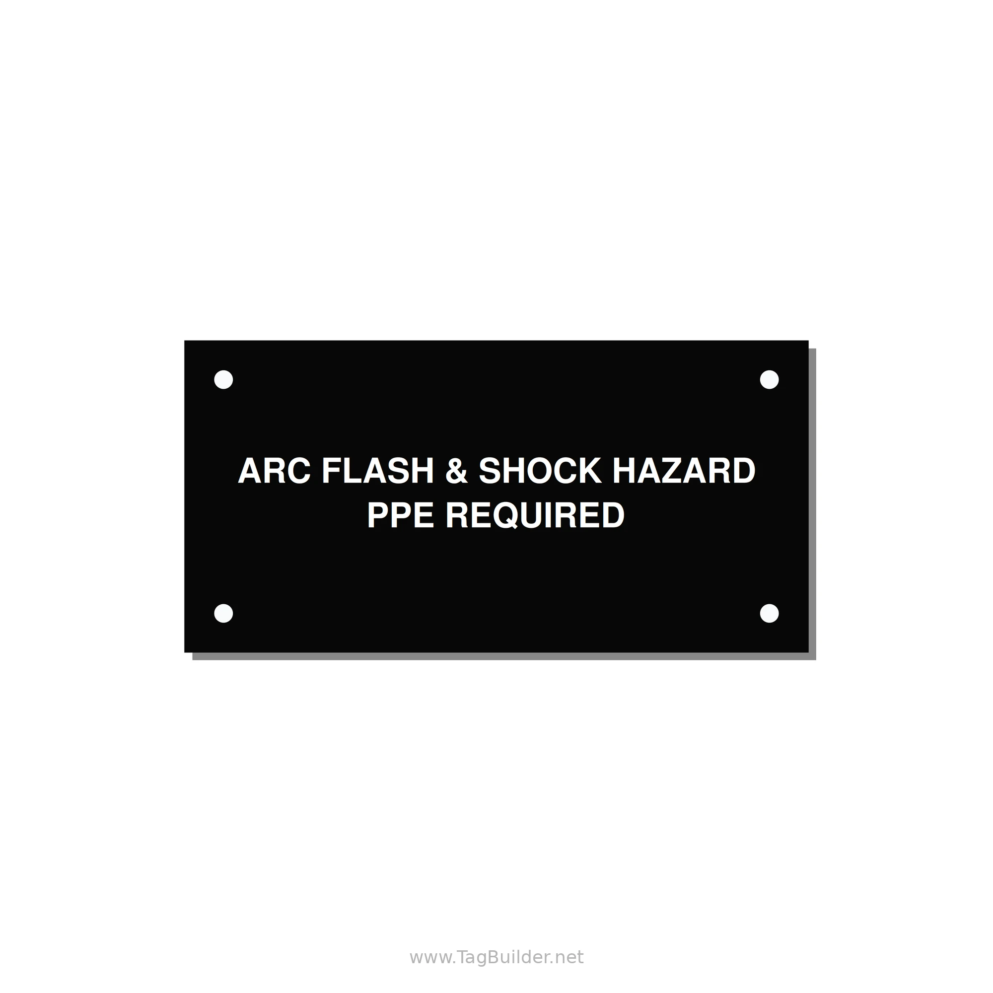 4.0x2.0" Arc Flash Safety Label - ARC FLASH & SHOCK HAZARD — 4x2" White on Black, Holes