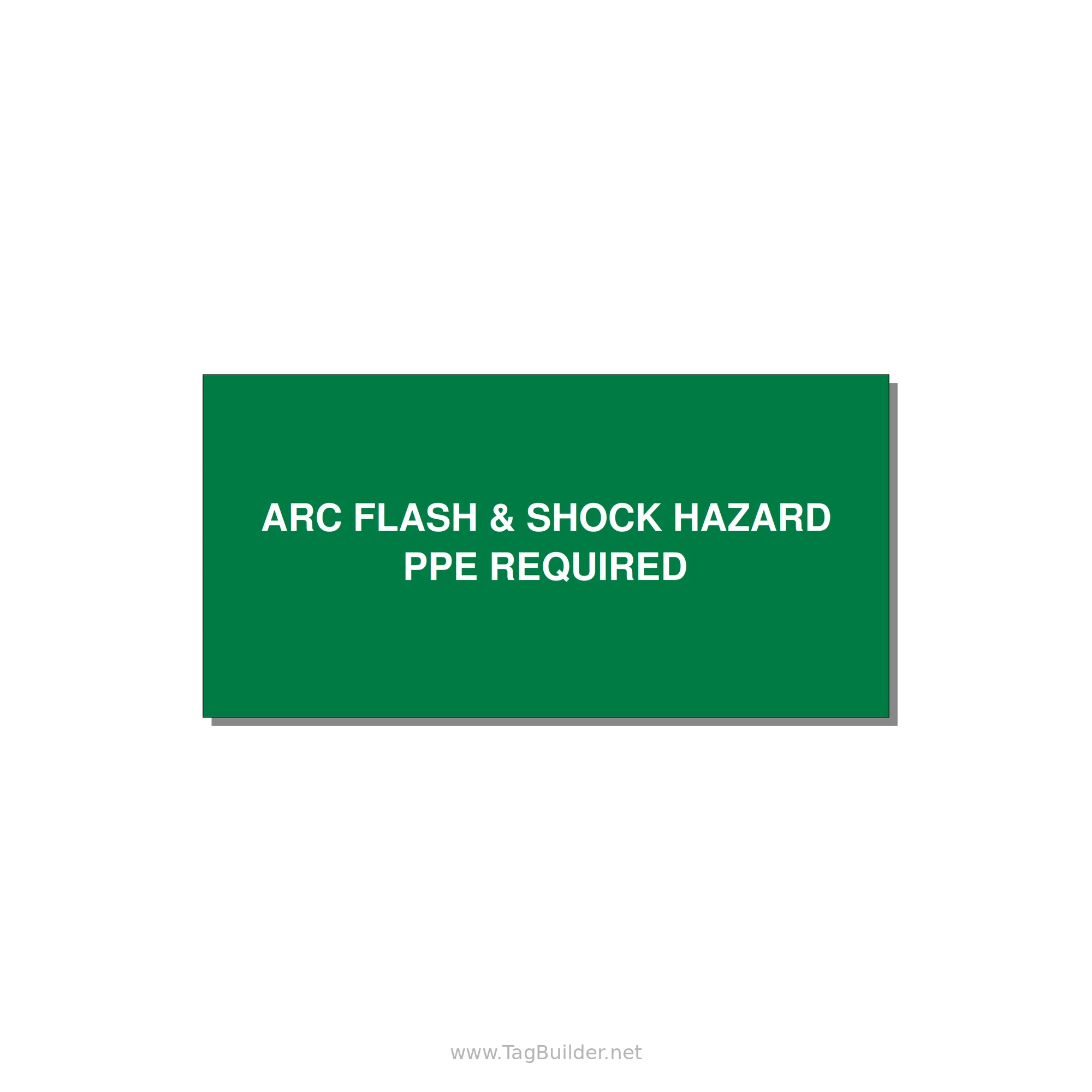 4.0x2.0" Arc Flash Safety Label - ARC FLASH & SHOCK HAZARD — 4x2" White on Green, Adhesive