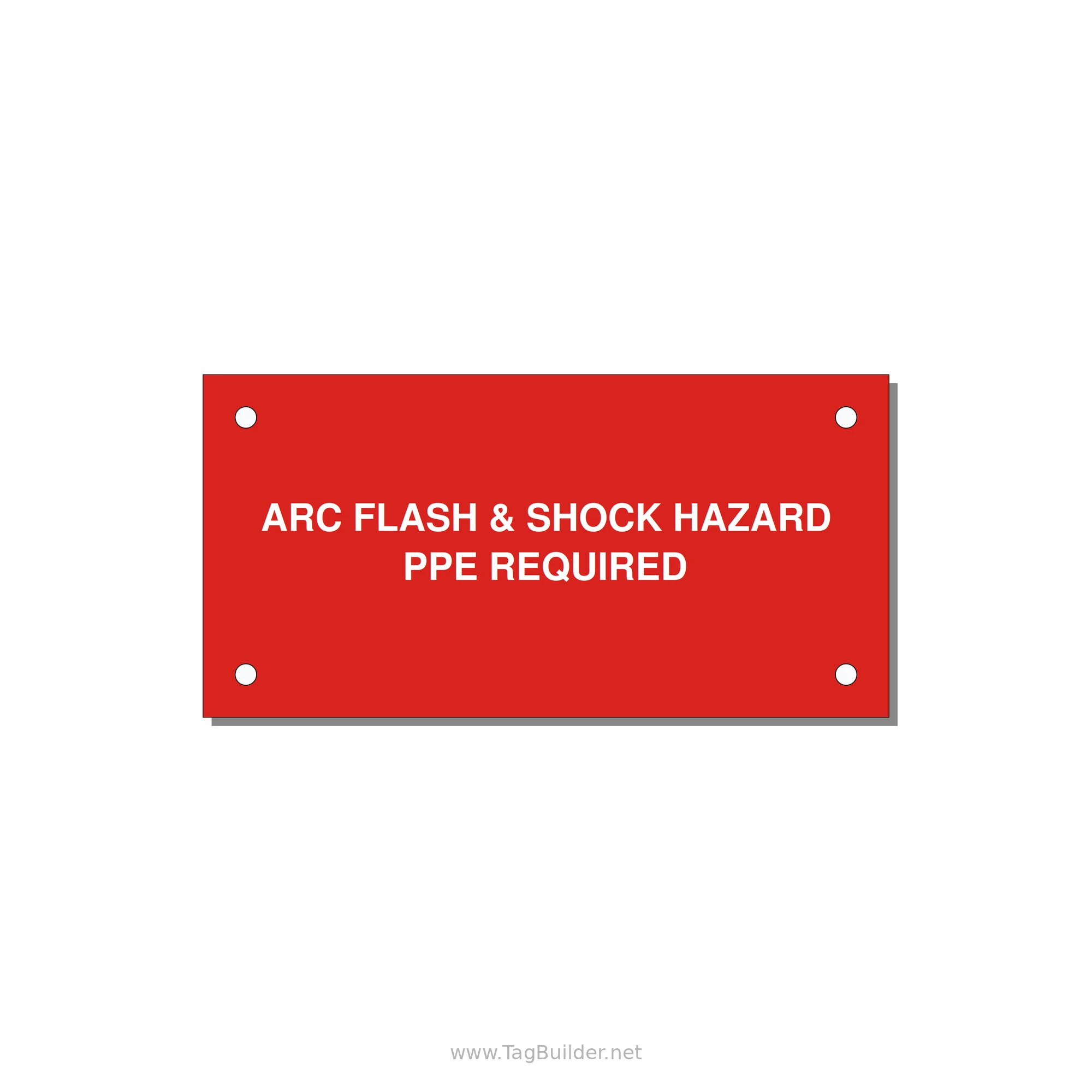 4.0x2.0" Arc Flash Safety Label - ARC FLASH & SHOCK HAZARD — 4x2" White on Red, Holes
