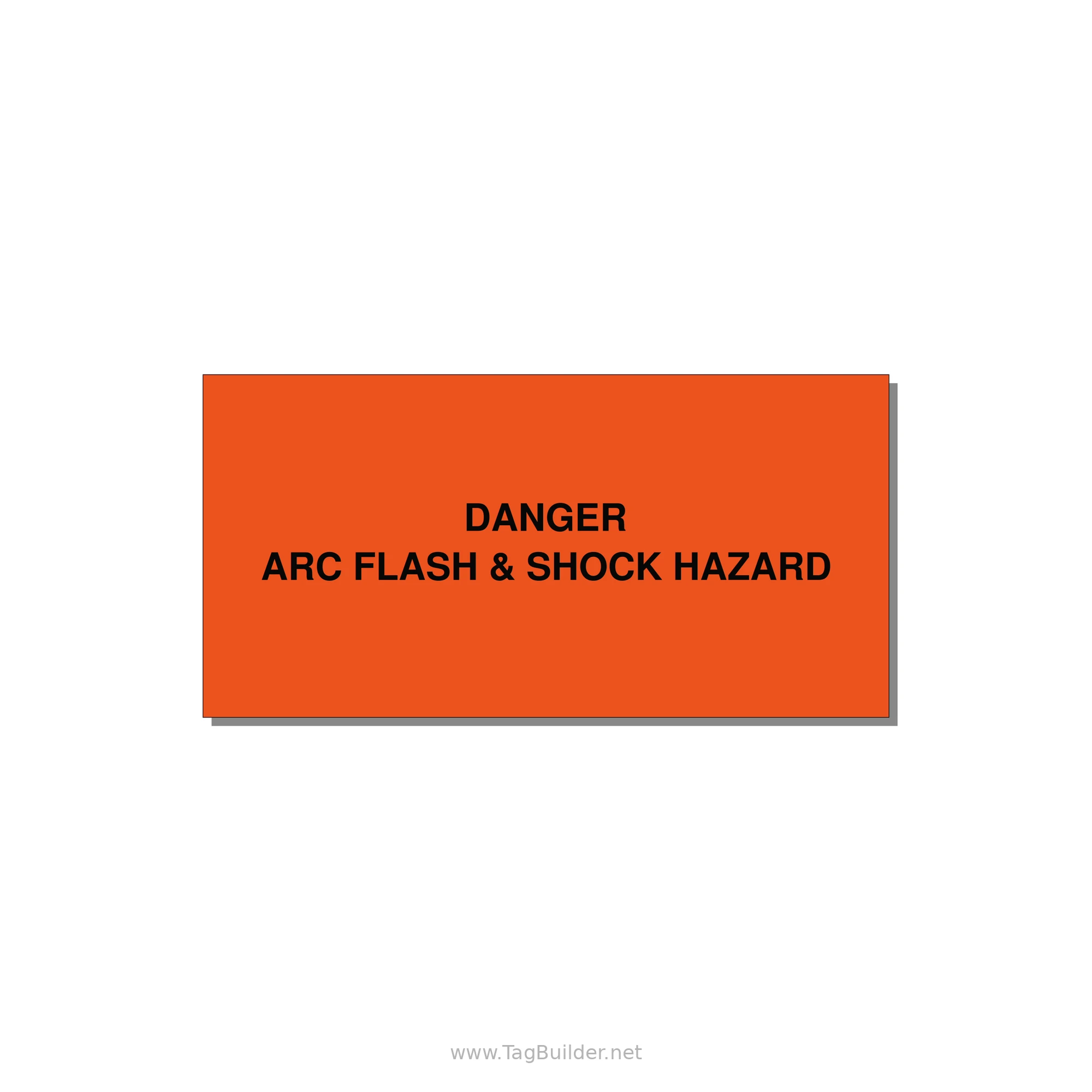 4.0x2.0" Arc Flash Safety Label - DANGER ARC FLASH & SHOCK — 4x2" Black on Orange, Adhesive