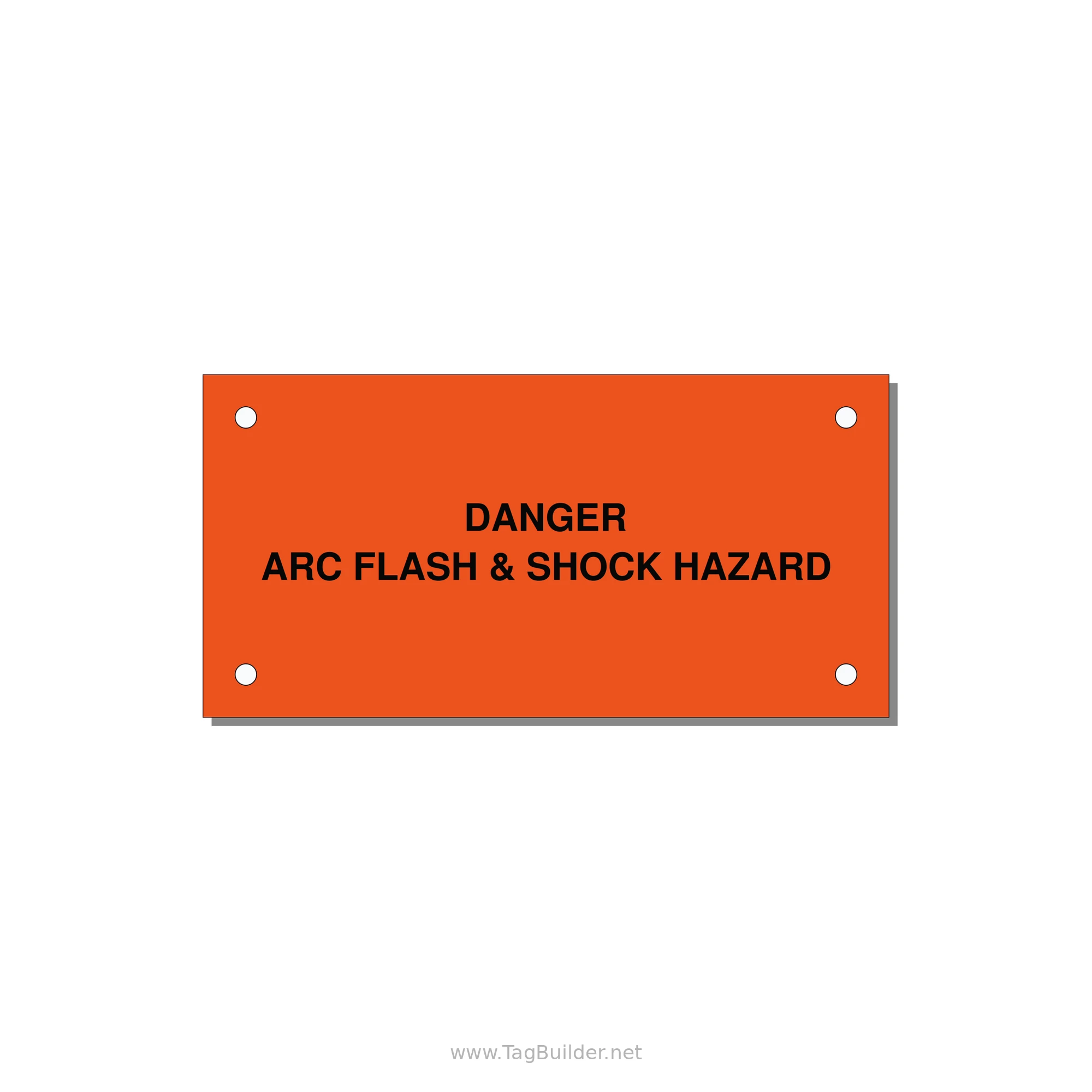 4.0x2.0" Arc Flash Safety Label - DANGER ARC FLASH & SHOCK — 4x2" Black on Orange, Holes