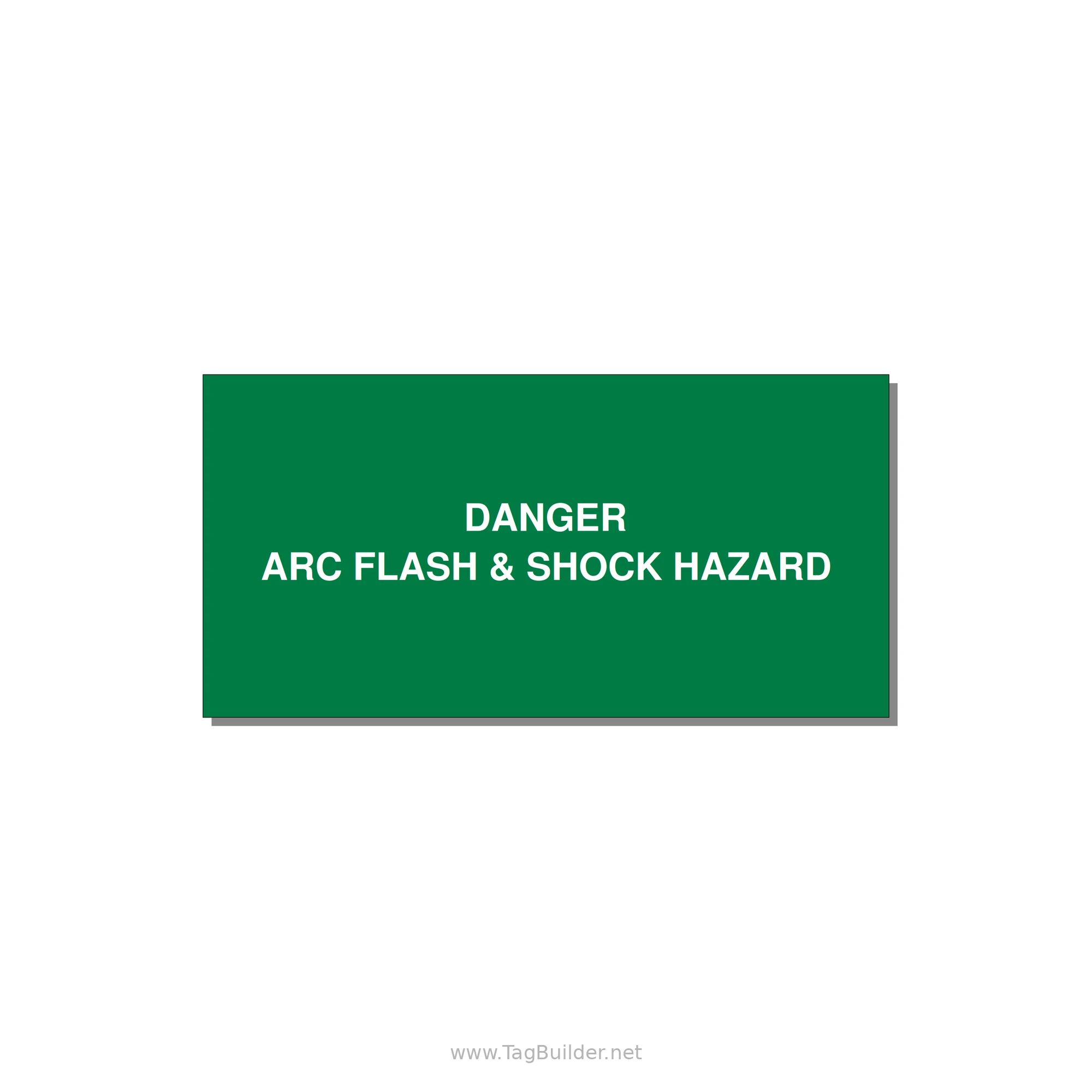 4.0x2.0" Arc Flash Safety Label - DANGER ARC FLASH & SHOCK — 4x2" White on Green, Adhesive
