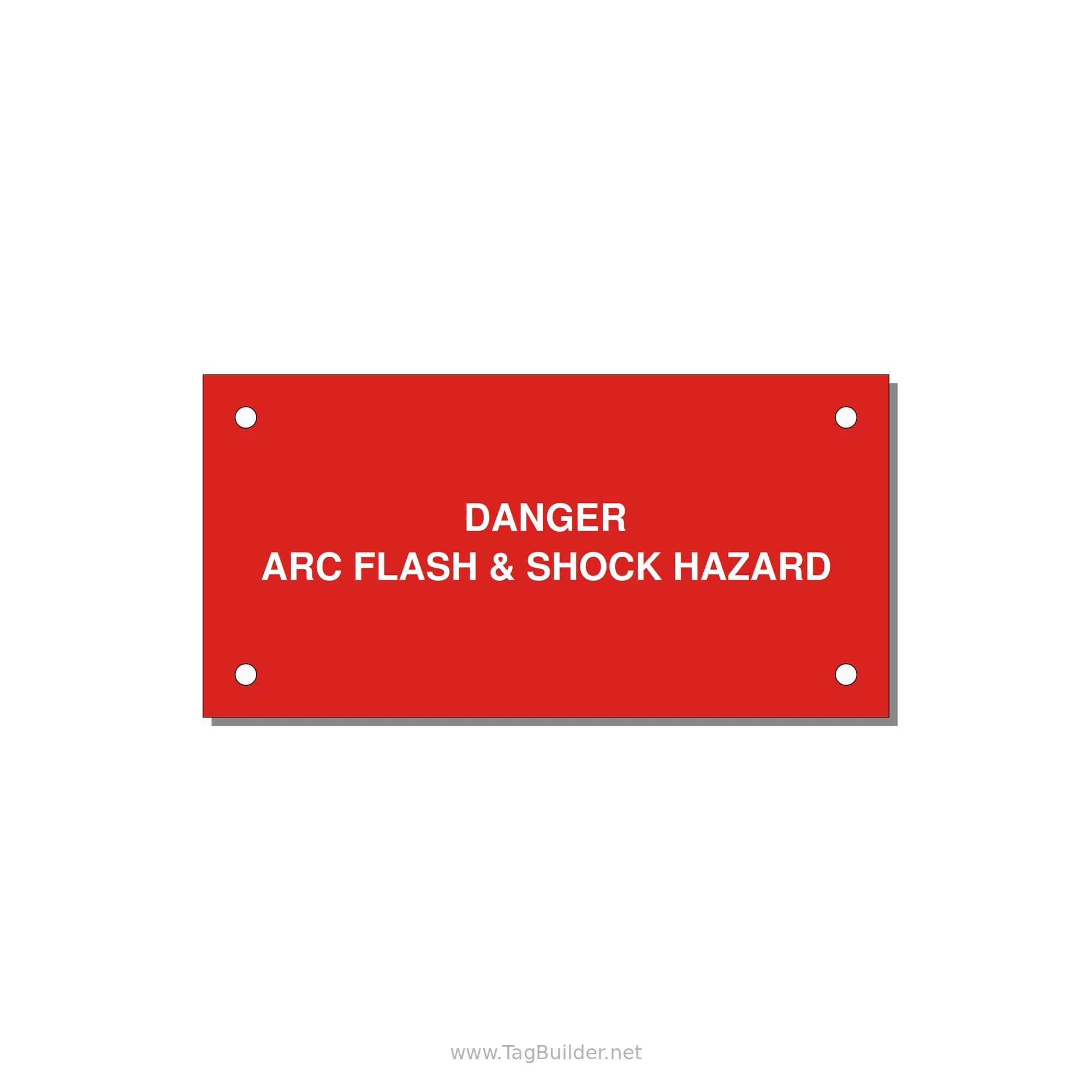 4.0x2.0" Arc Flash Safety Label - DANGER ARC FLASH & SHOCK — 4x2" White on Red, Holes