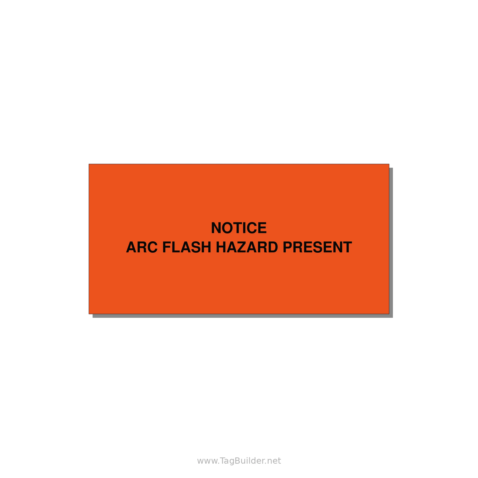 4.0x2.0" Arc Flash Safety Label - NOTICE ARC FLASH HAZARD P — 4x2" Black on Orange, Adhesive