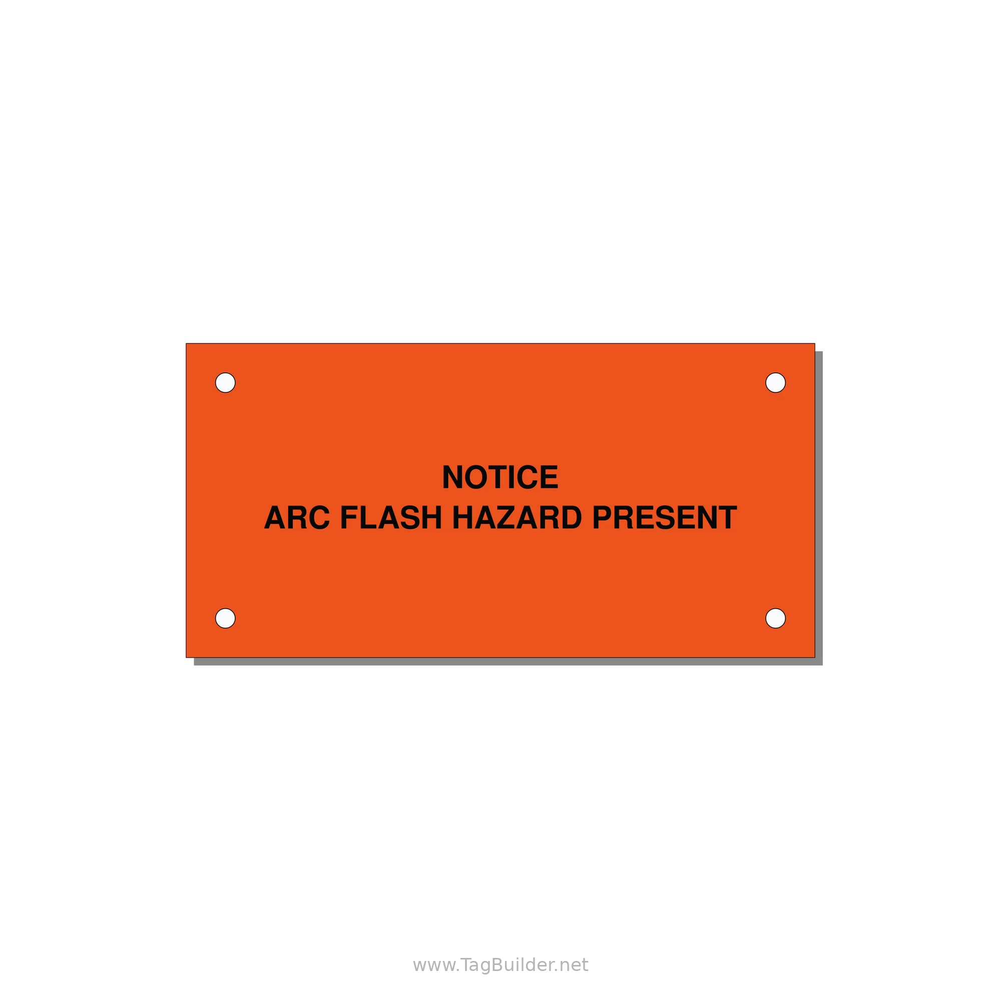 4.0x2.0" Arc Flash Safety Label - NOTICE ARC FLASH HAZARD P — 4x2" Black on Orange, Holes