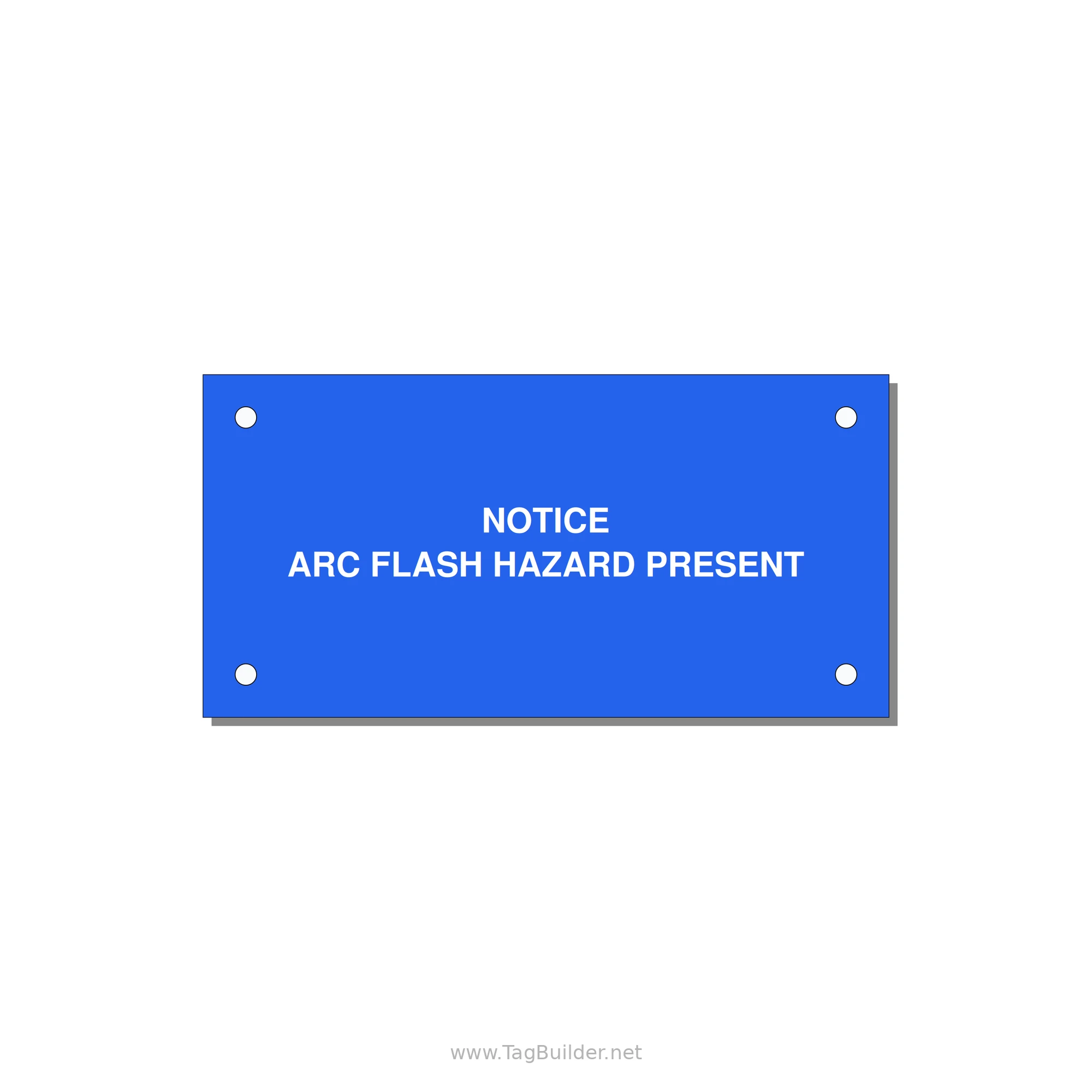 4.0x2.0" Arc Flash Safety Label - NOTICE ARC FLASH HAZARD P — 4x2" White on Blue, Holes