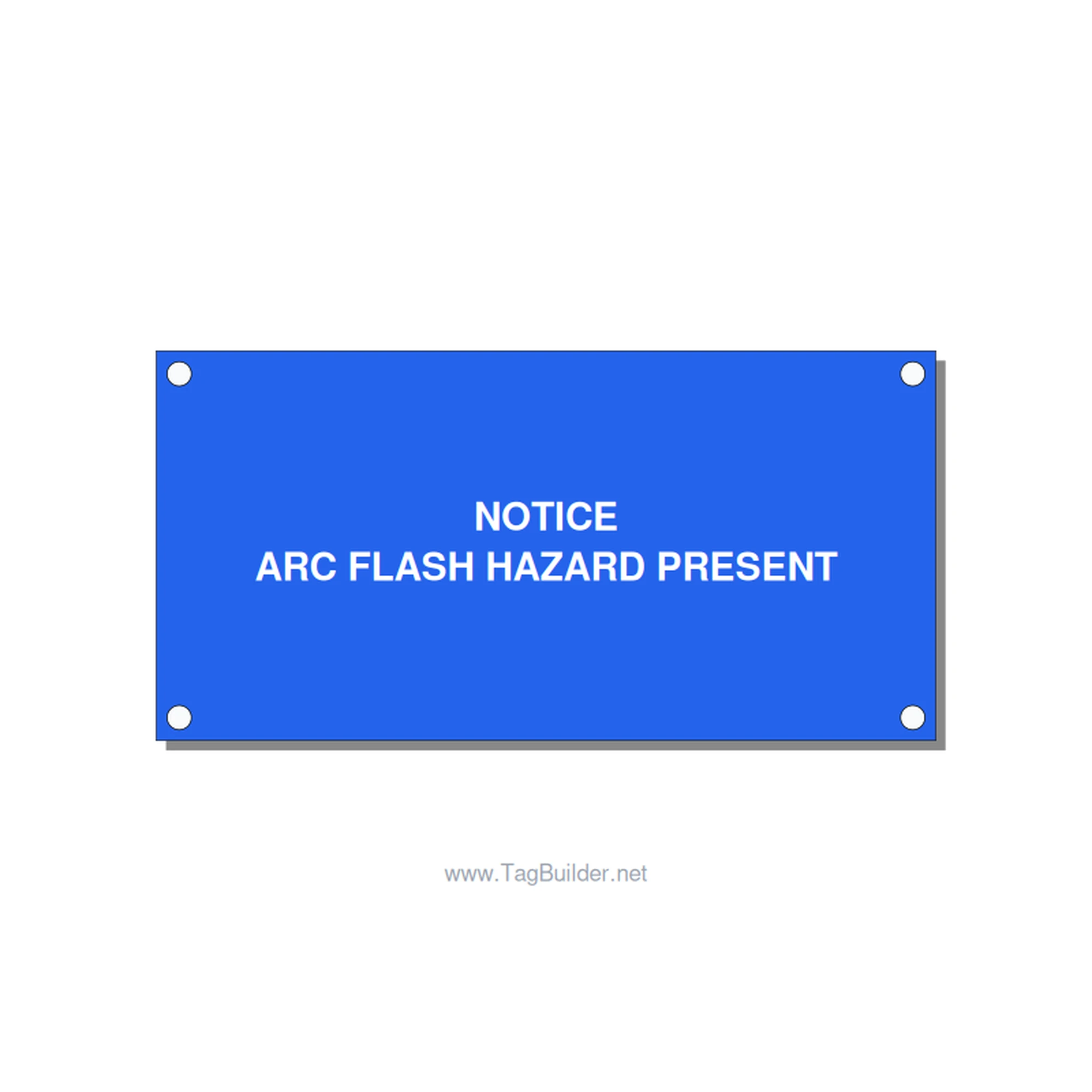 4.0x2.0" Arc Flash Safety Label - NOTICE ARC FLASH HAZARD P, White/Blue, Holes