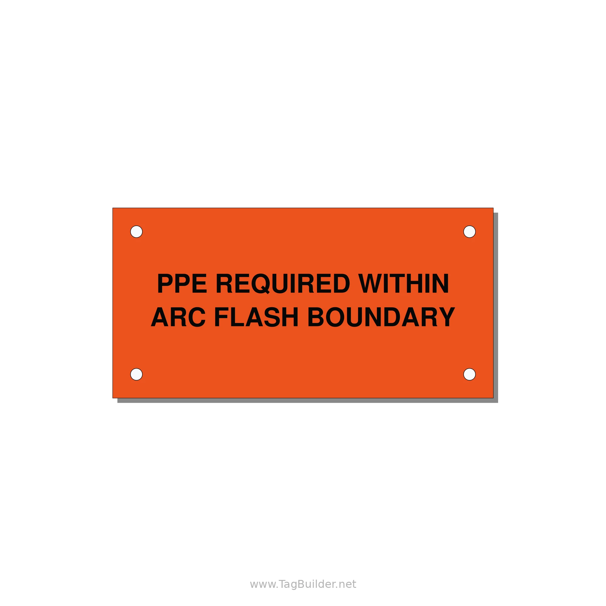 4.0x2.0" Arc Flash Safety Label - PPE REQUI — 4x2" Black on Orange, Holes