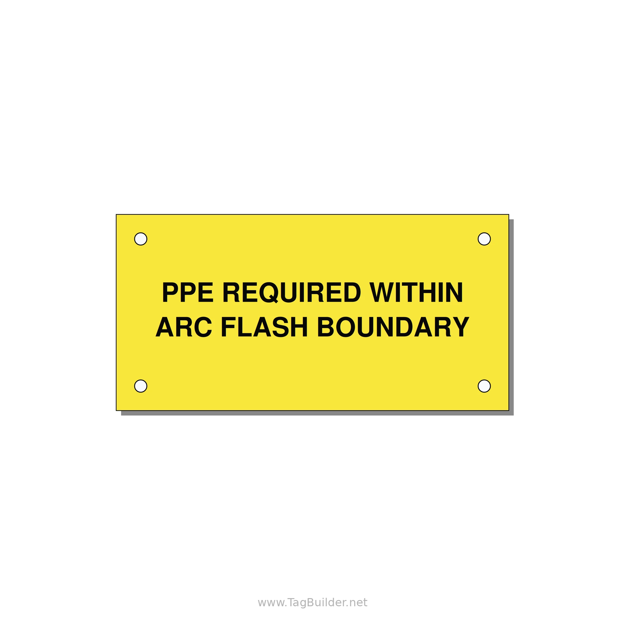 4.0x2.0" Arc Flash Safety Label - PPE REQUI — 4x2" Black on Yellow, Holes