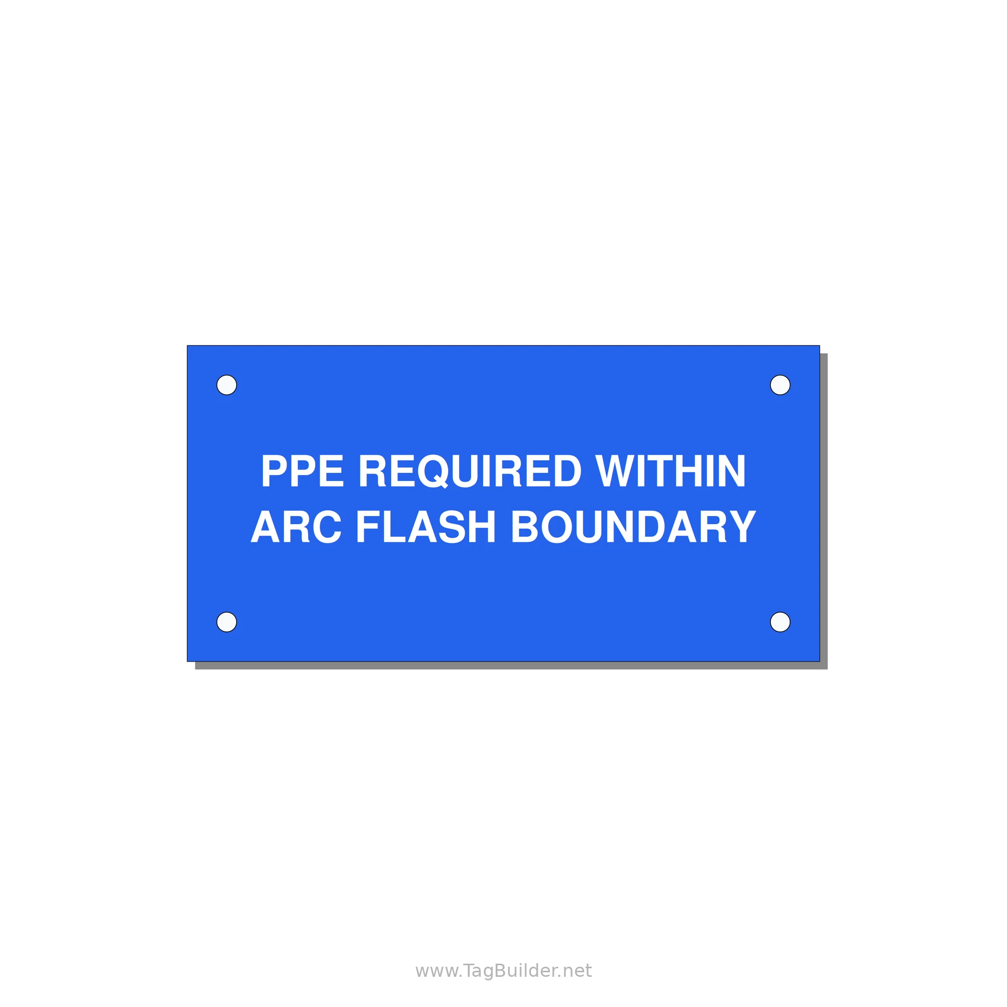 4.0x2.0" Arc Flash Safety Label - PPE REQUI — 4x2" White on Blue, Holes