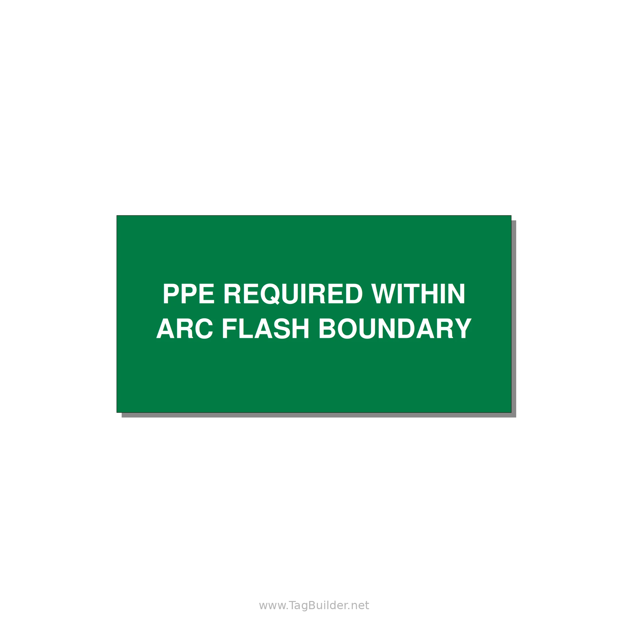 4.0x2.0" Arc Flash Safety Label - PPE REQUI — 4x2" White on Green, Adhesive