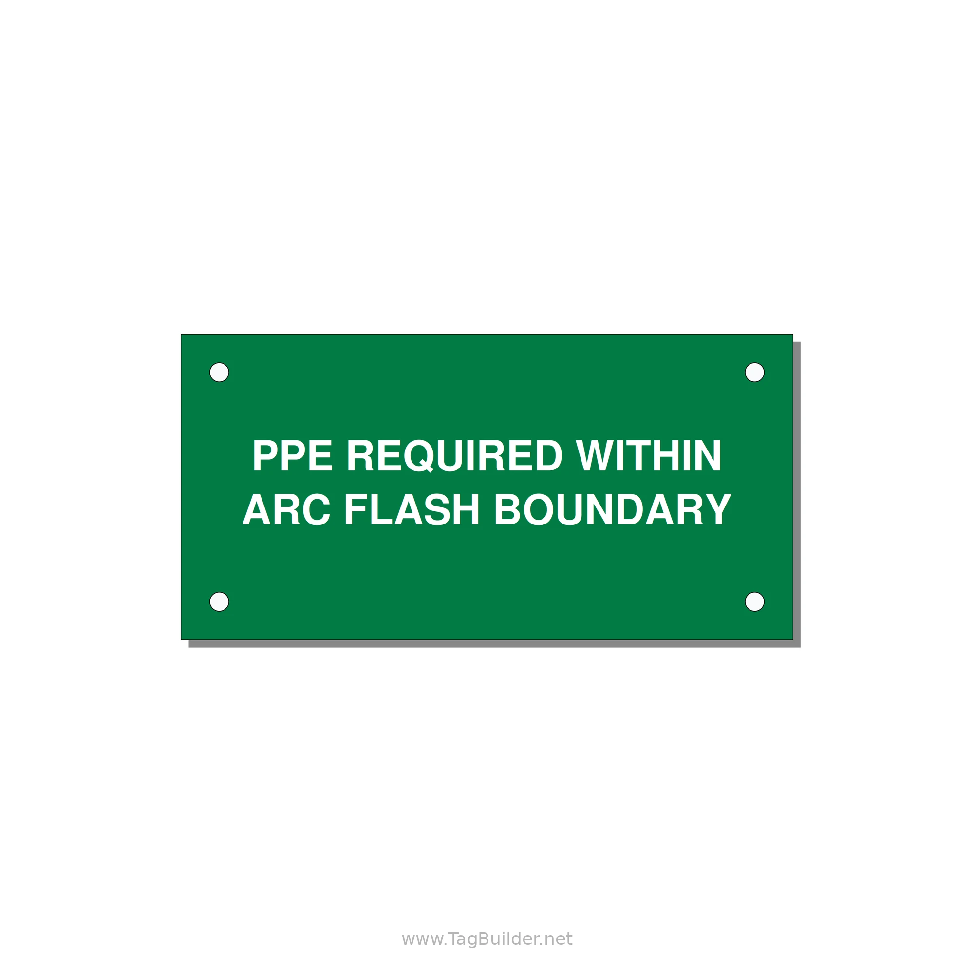4.0x2.0" Arc Flash Safety Label - PPE REQUI — 4x2" White on Green, Holes