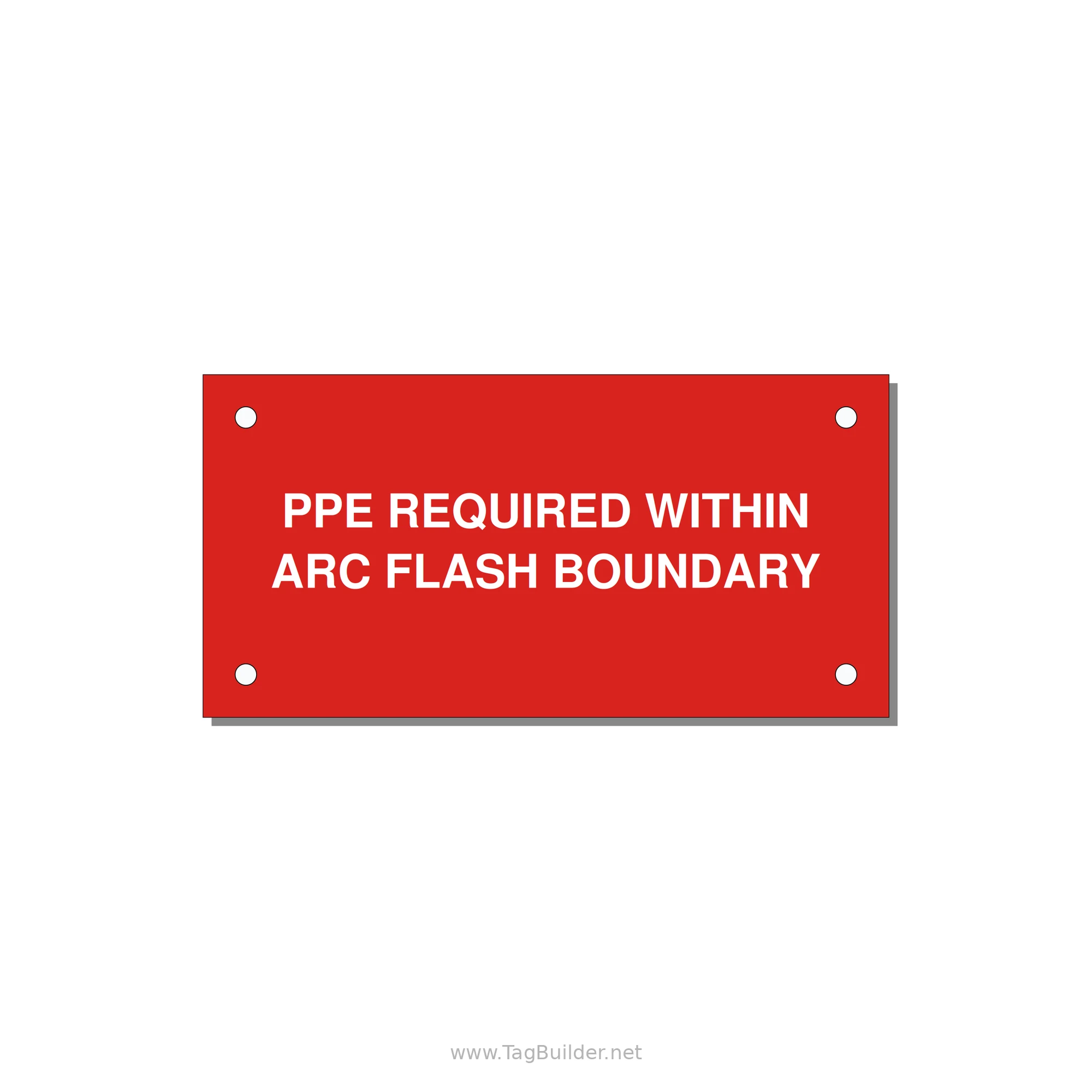 4.0x2.0" Arc Flash Safety Label - PPE REQUI — 4x2" White on Red, Holes