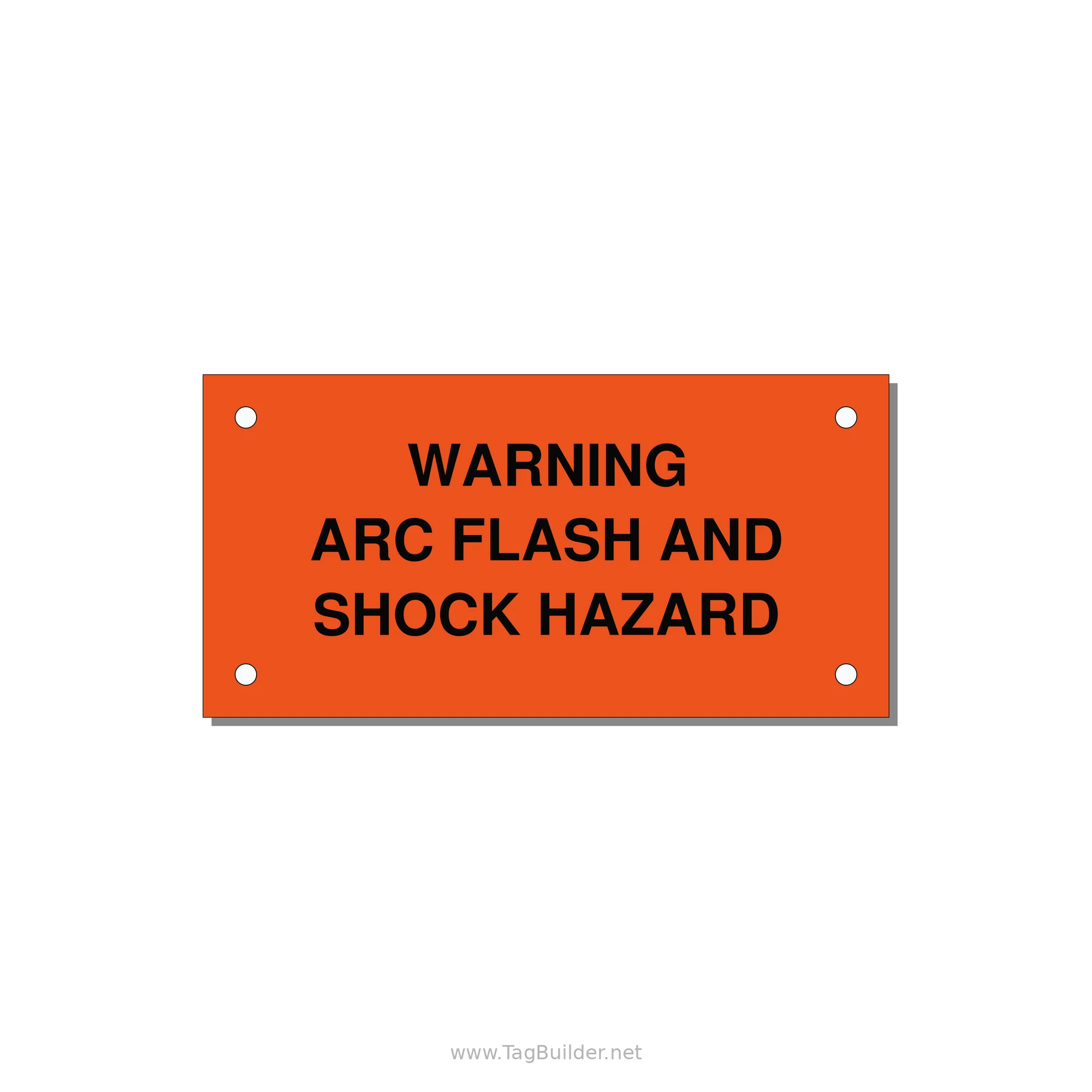4.0x2.0" Arc Flash Safety Label - WARNING ARC FLASH AND SHO — 4x2" Black on Orange, Holes