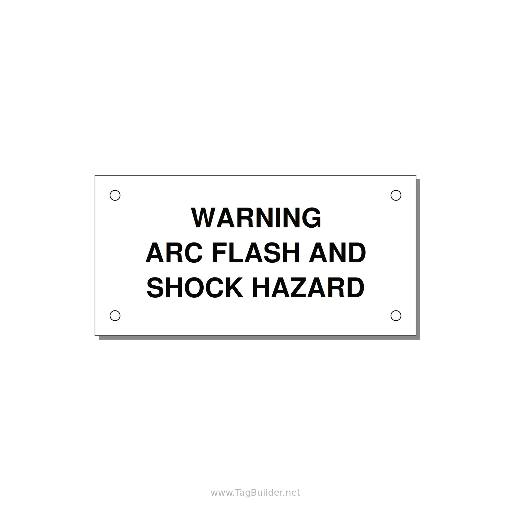 4.0x2.0" Arc Flash Safety Label - WARNING ARC FLASH AND SHO — 4x2" Black on White, Holes