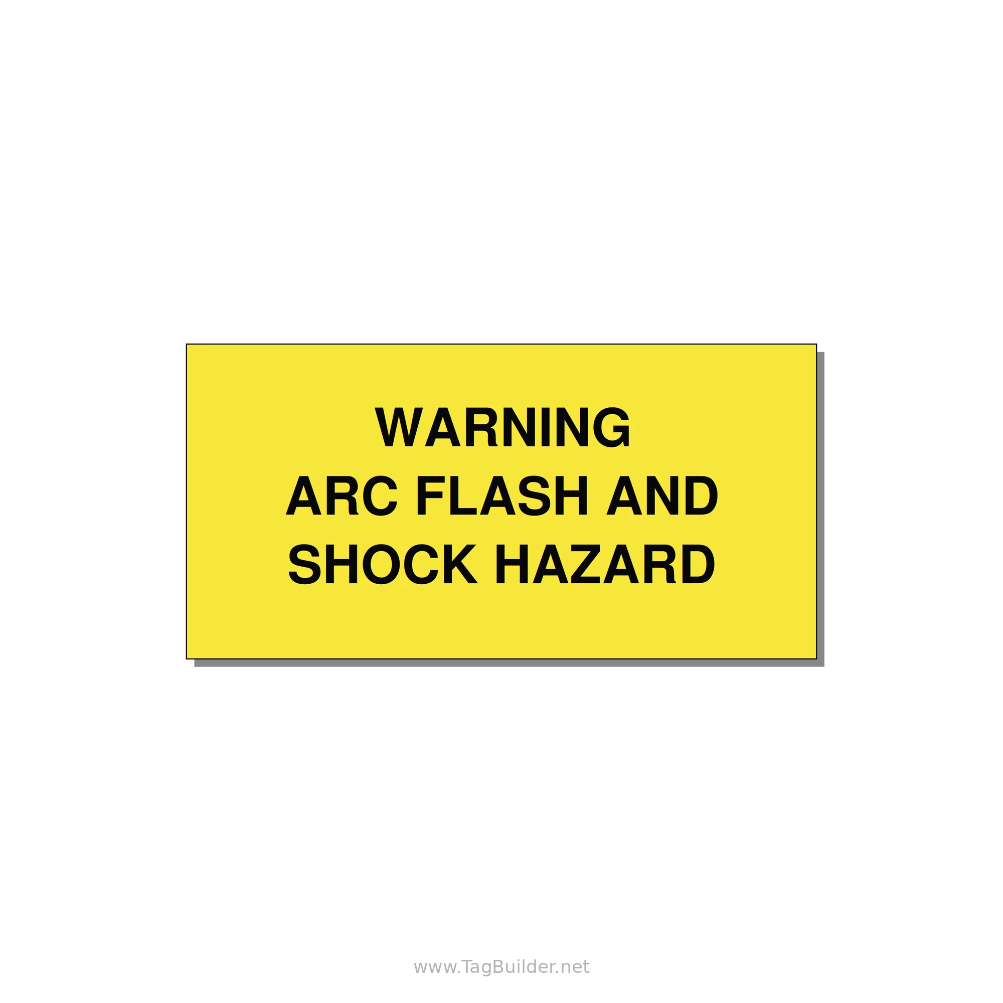 4.0x2.0" Arc Flash Safety Label - WARNING ARC FLASH AND SHO — 4x2" Black on Yellow, Adhesive