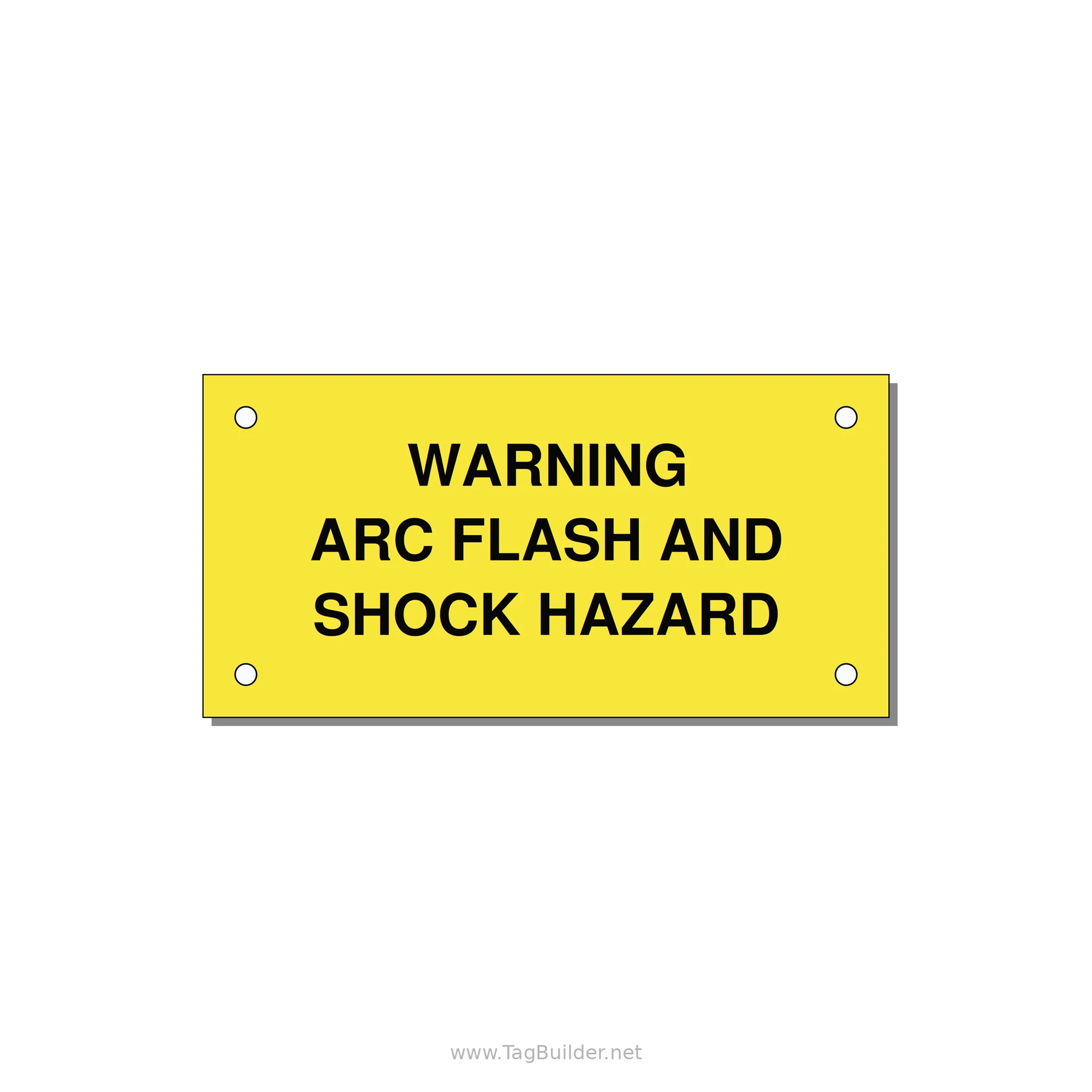 4.0x2.0" Arc Flash Safety Label - WARNING ARC FLASH AND SHO — 4x2" Black on Yellow, Holes
