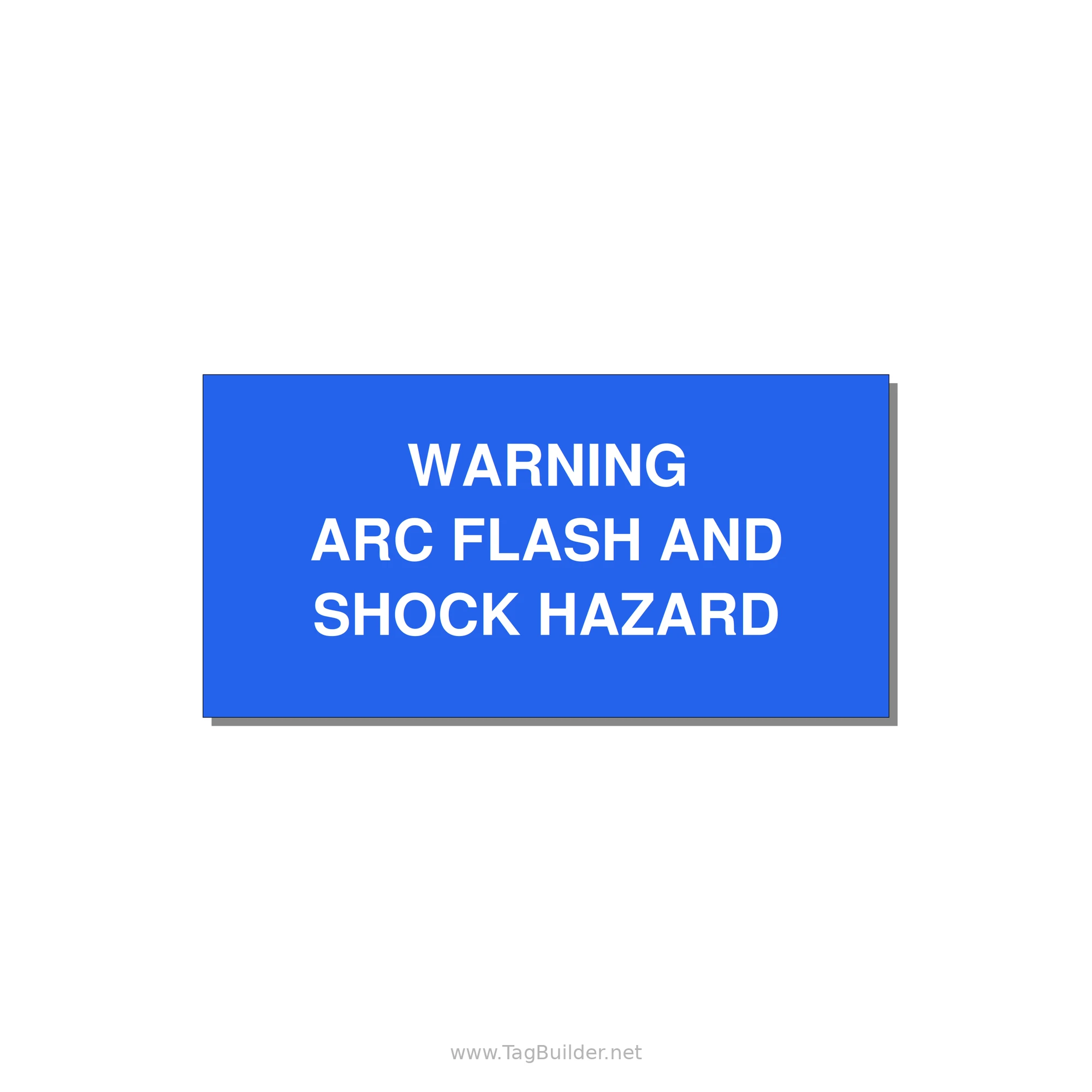 4.0x2.0" Arc Flash Safety Label - WARNING ARC FLASH AND SHO — 4x2" White on Blue, Adhesive