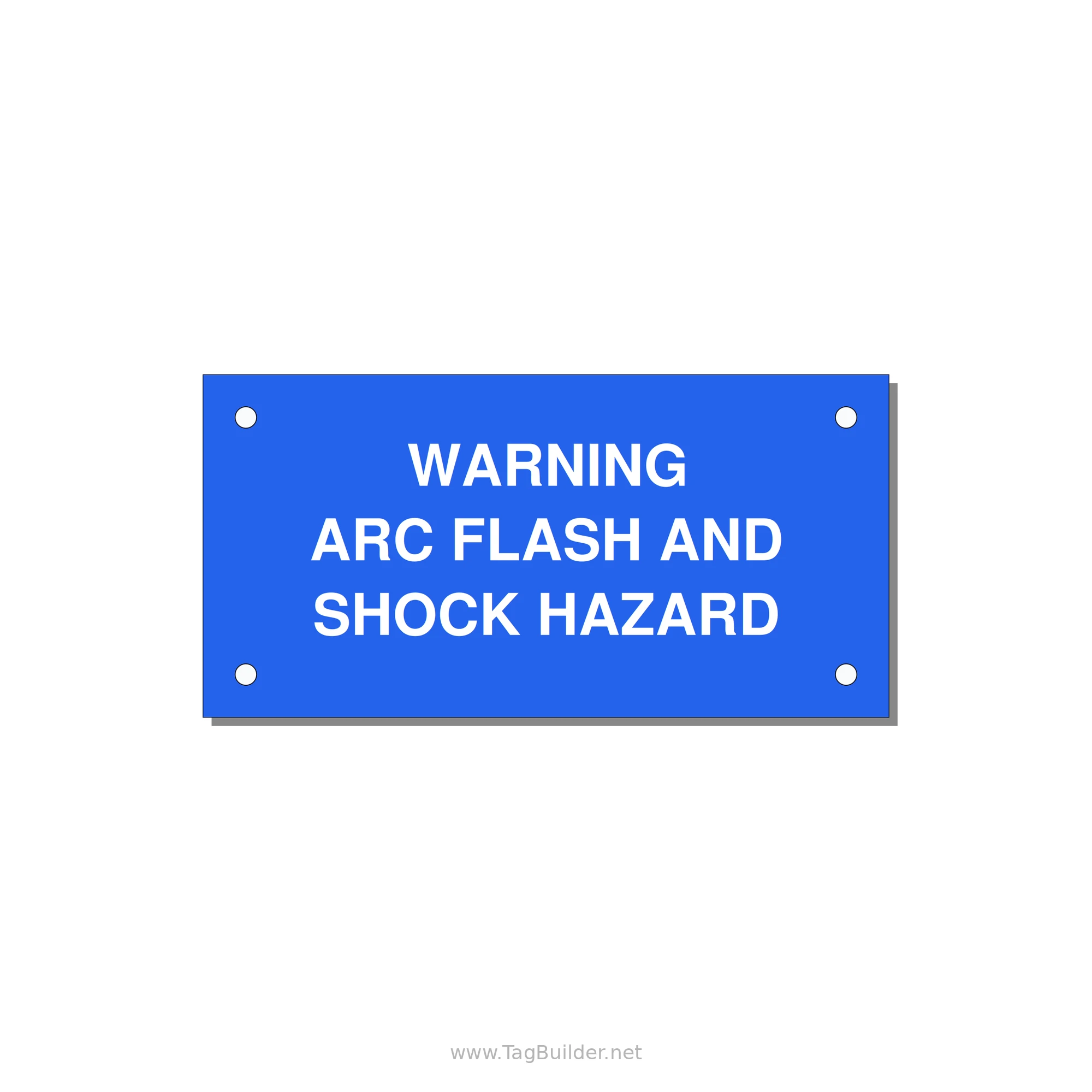 4.0x2.0" Arc Flash Safety Label - WARNING ARC FLASH AND SHO — 4x2" White on Blue, Holes