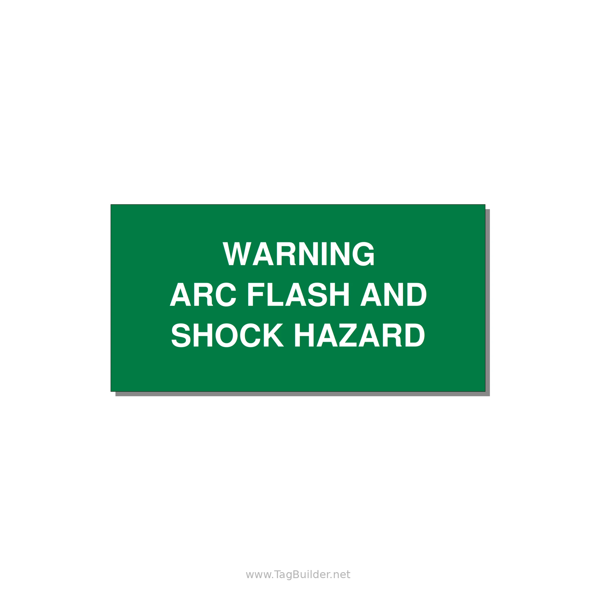 4.0x2.0" Arc Flash Safety Label - WARNING ARC FLASH AND SHO — 4x2" White on Green, Adhesive