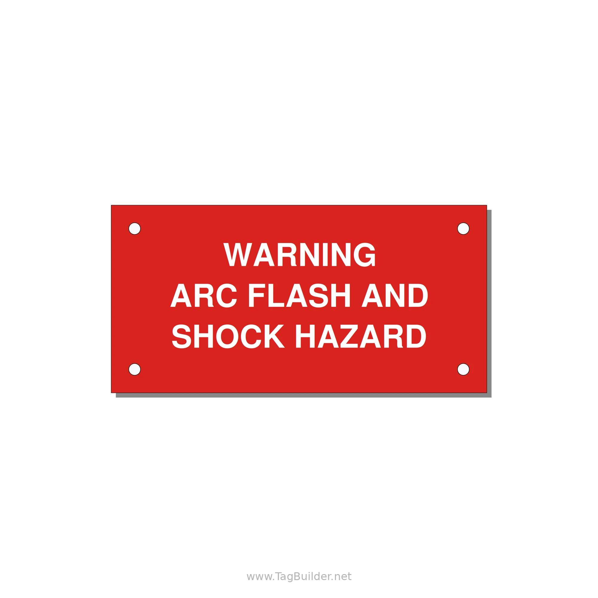 4.0x2.0" Arc Flash Safety Label - WARNING ARC FLASH AND SHO — 4x2" White on Red, Holes