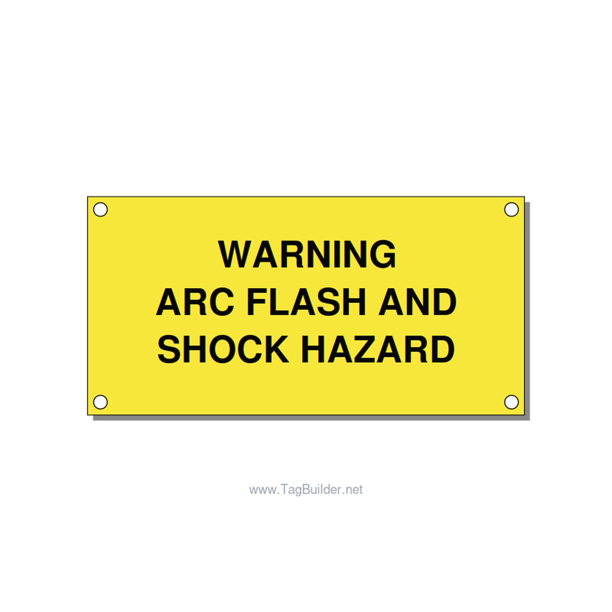 4.0x2.0" Arc Flash Safety Label - WARNING ARC FLASH AND SHO, Black/Yellow, Holes