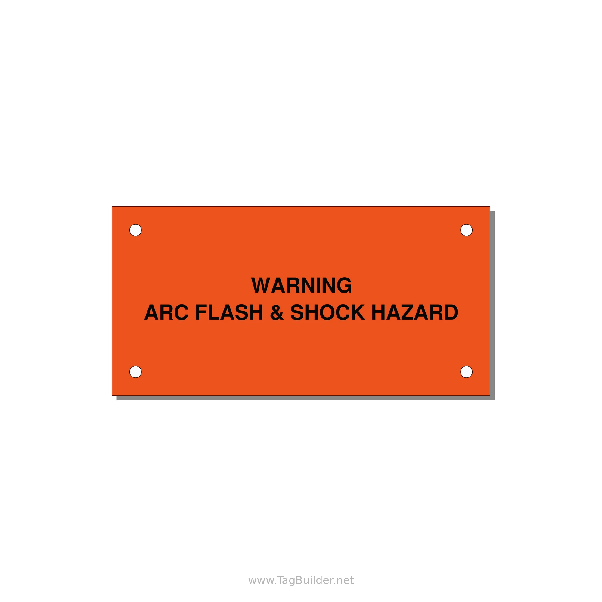 4.0x2.0" Arc Flash Safety Label - WARNING ARC FLASH & SHOCK — 4x2" Black on Orange, Holes