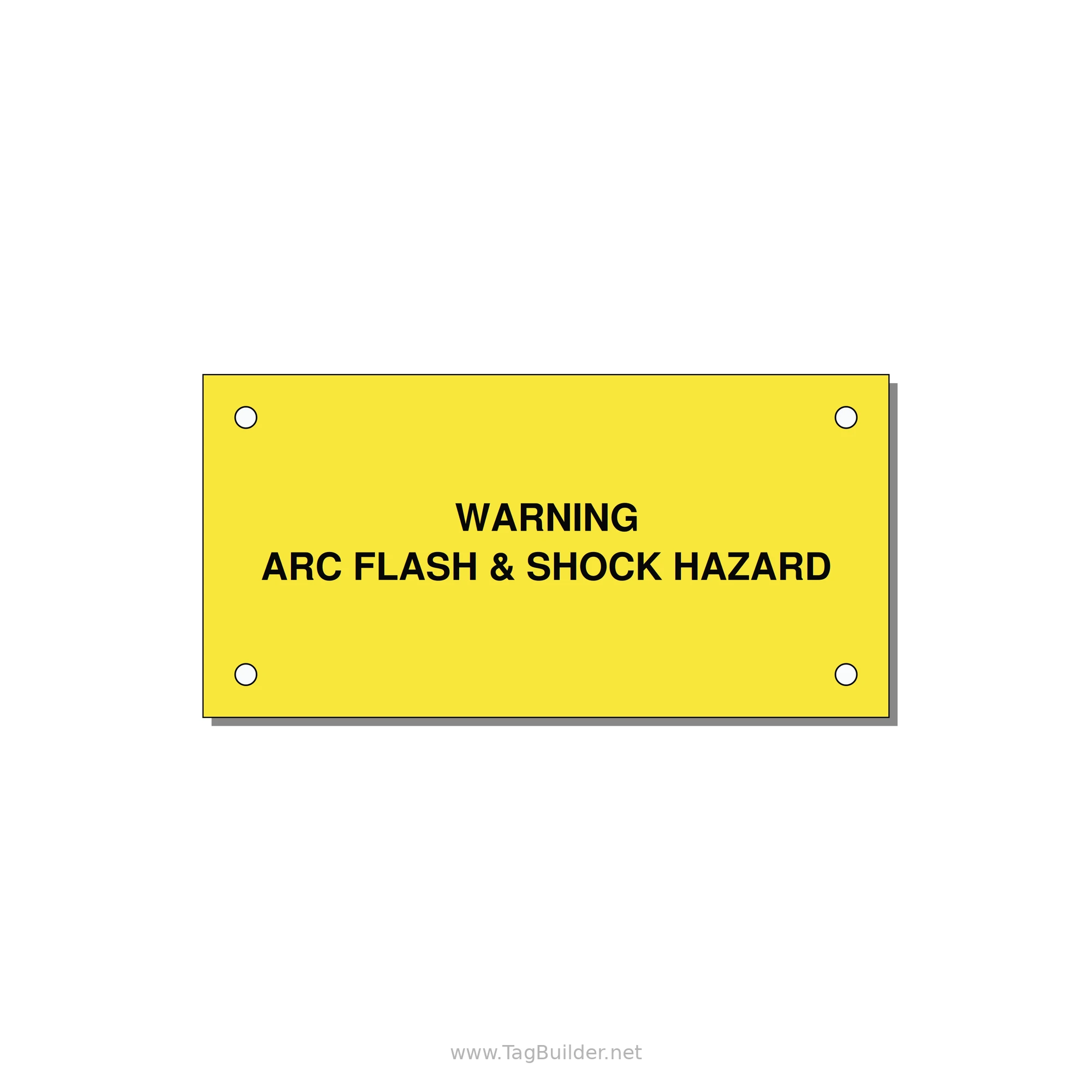 4.0x2.0" Arc Flash Safety Label - WARNING ARC FLASH & SHOCK — 4x2" Black on Yellow, Holes