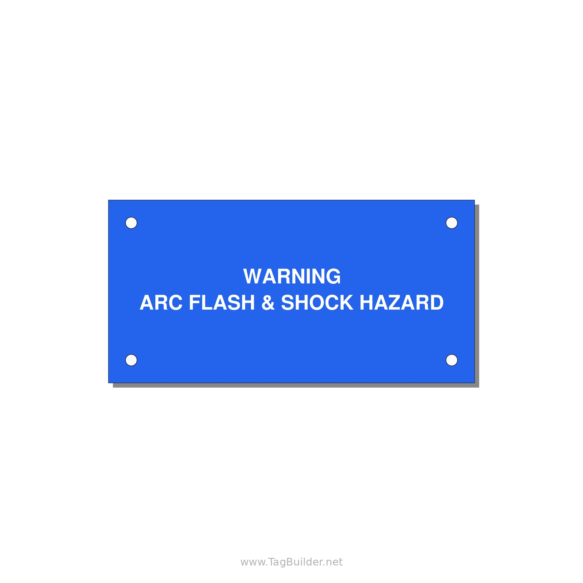 4.0x2.0" Arc Flash Safety Label - WARNING ARC FLASH & SHOCK — 4x2" White on Blue, Holes