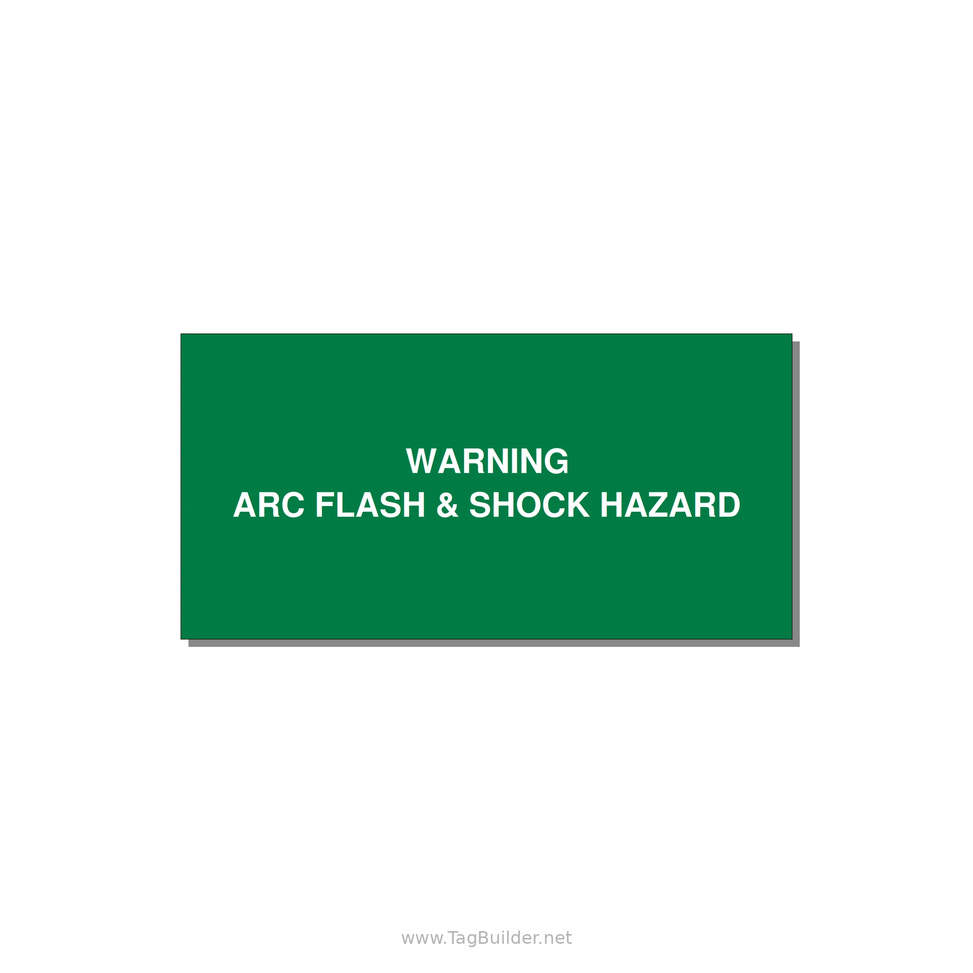 4.0x2.0" Arc Flash Safety Label - WARNING ARC FLASH & SHOCK — 4x2" White on Green, Adhesive