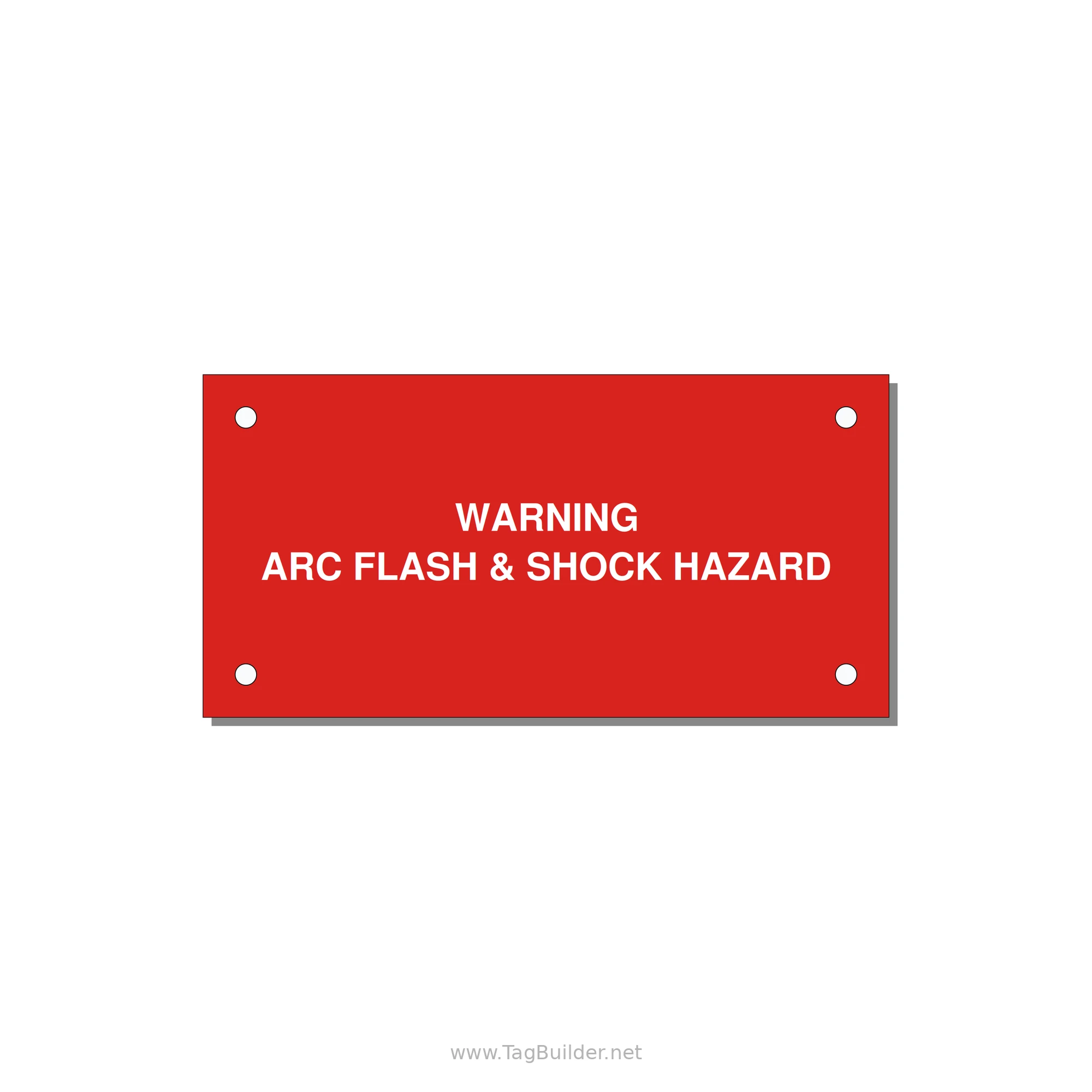 4.0x2.0" Arc Flash Safety Label - WARNING ARC FLASH & SHOCK — 4x2" White on Red, Holes