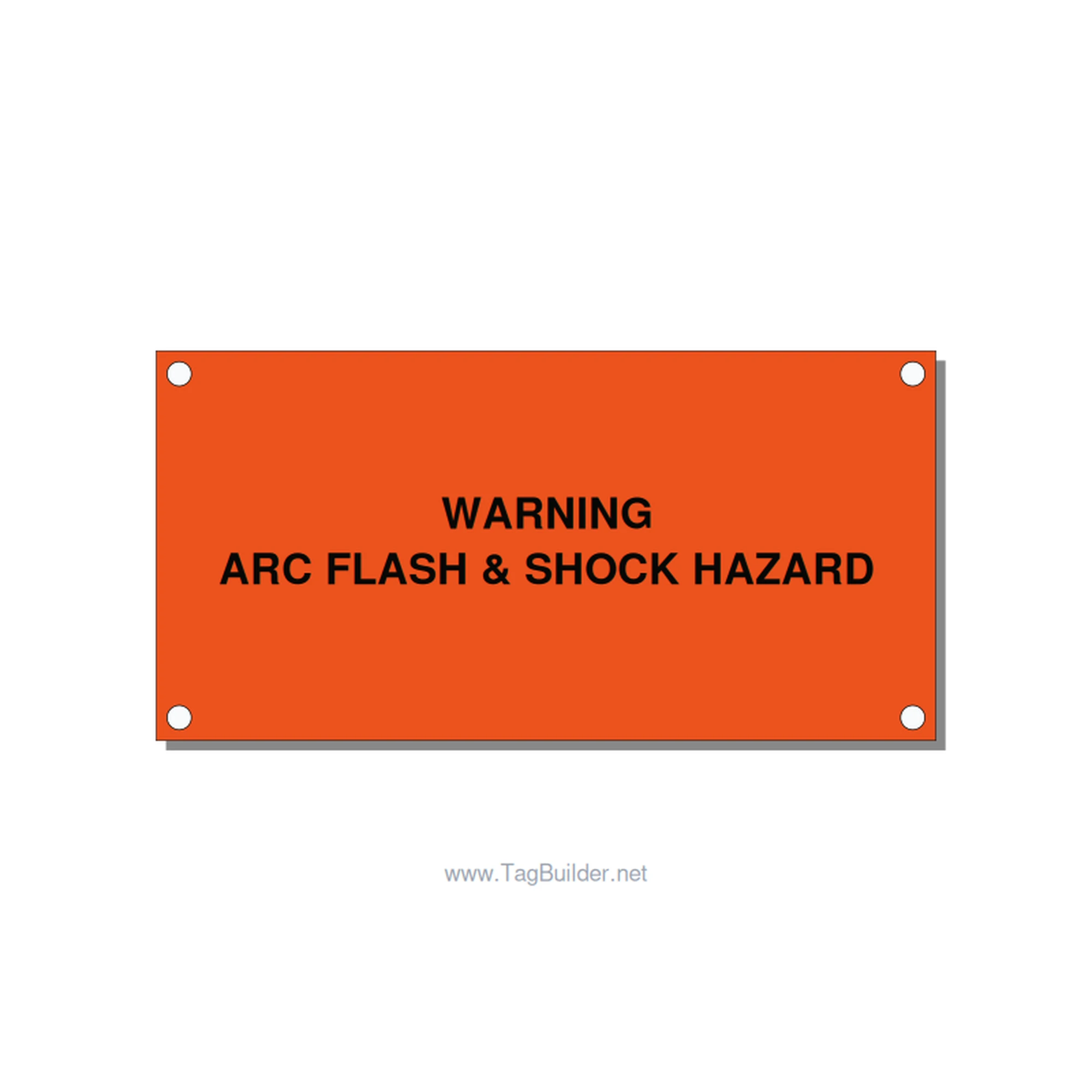 4.0x2.0" Arc Flash Safety Label - WARNING ARC FLASH & SHOCK, Black/Orange, Holes