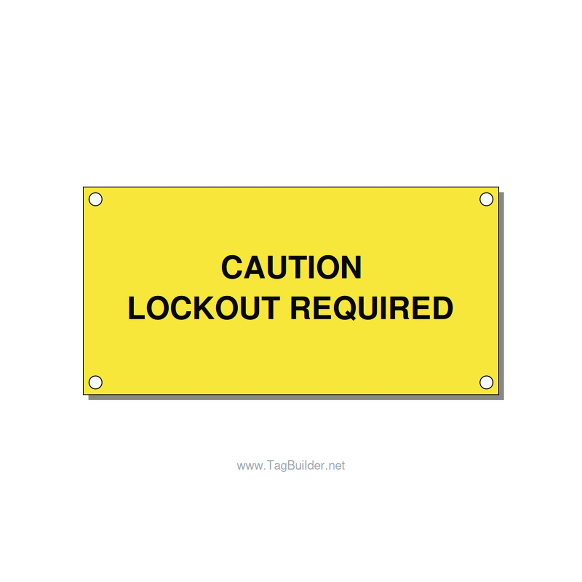4.0x2.0" Caution Safety Label - CAUTION LOCKOUT REQUIRED, Black/Yellow, Holes
