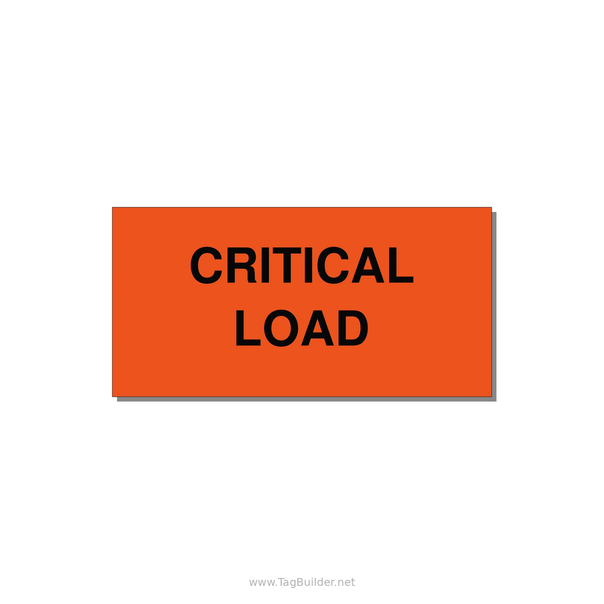 4.0x2.0" Critical Equipment Label - CRITICAL LOAD — 4x2" Black on Orange, Adhesive