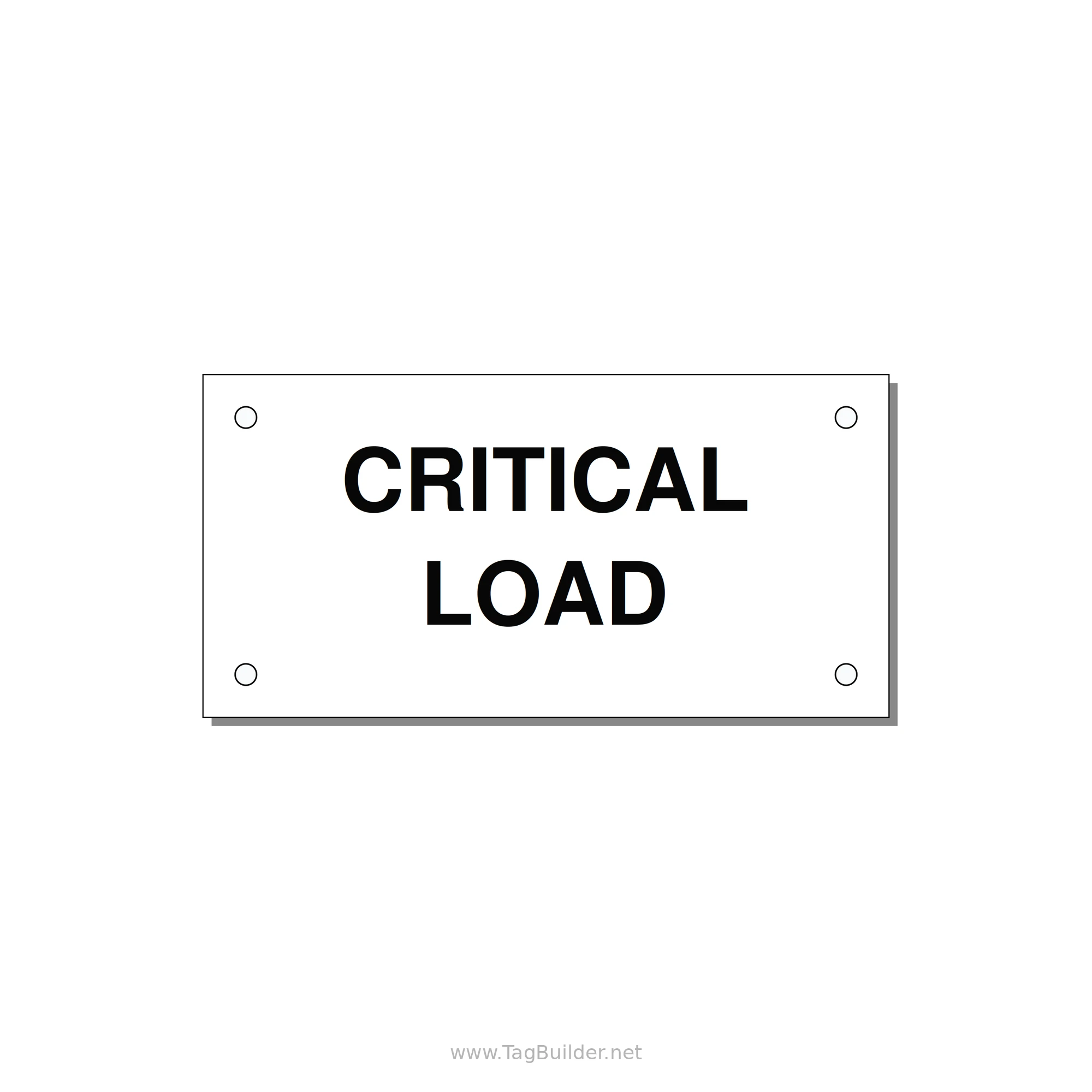 4.0x2.0" Critical Equipment Label - CRITICAL LOAD — 4x2" Black on White, Holes