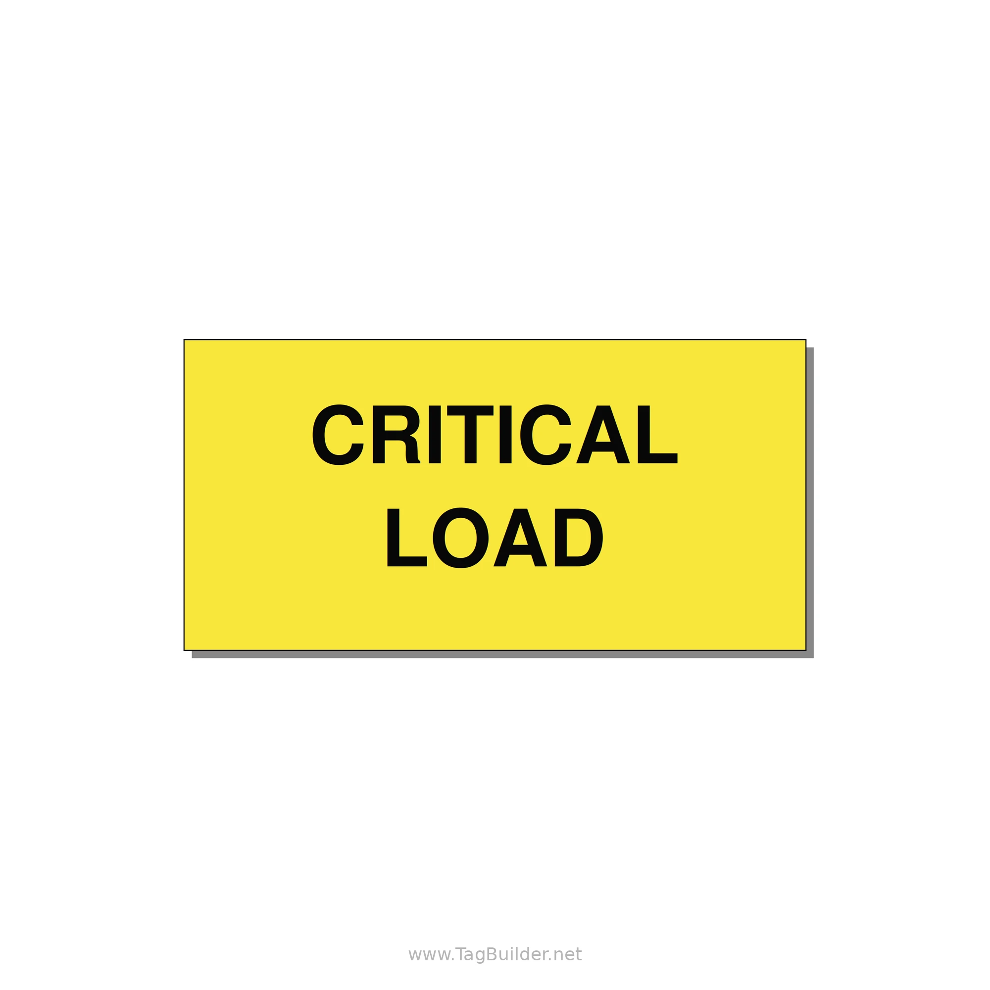 4.0x2.0" Critical Equipment Label - CRITICAL LOAD — 4x2" Black on Yellow, Adhesive
