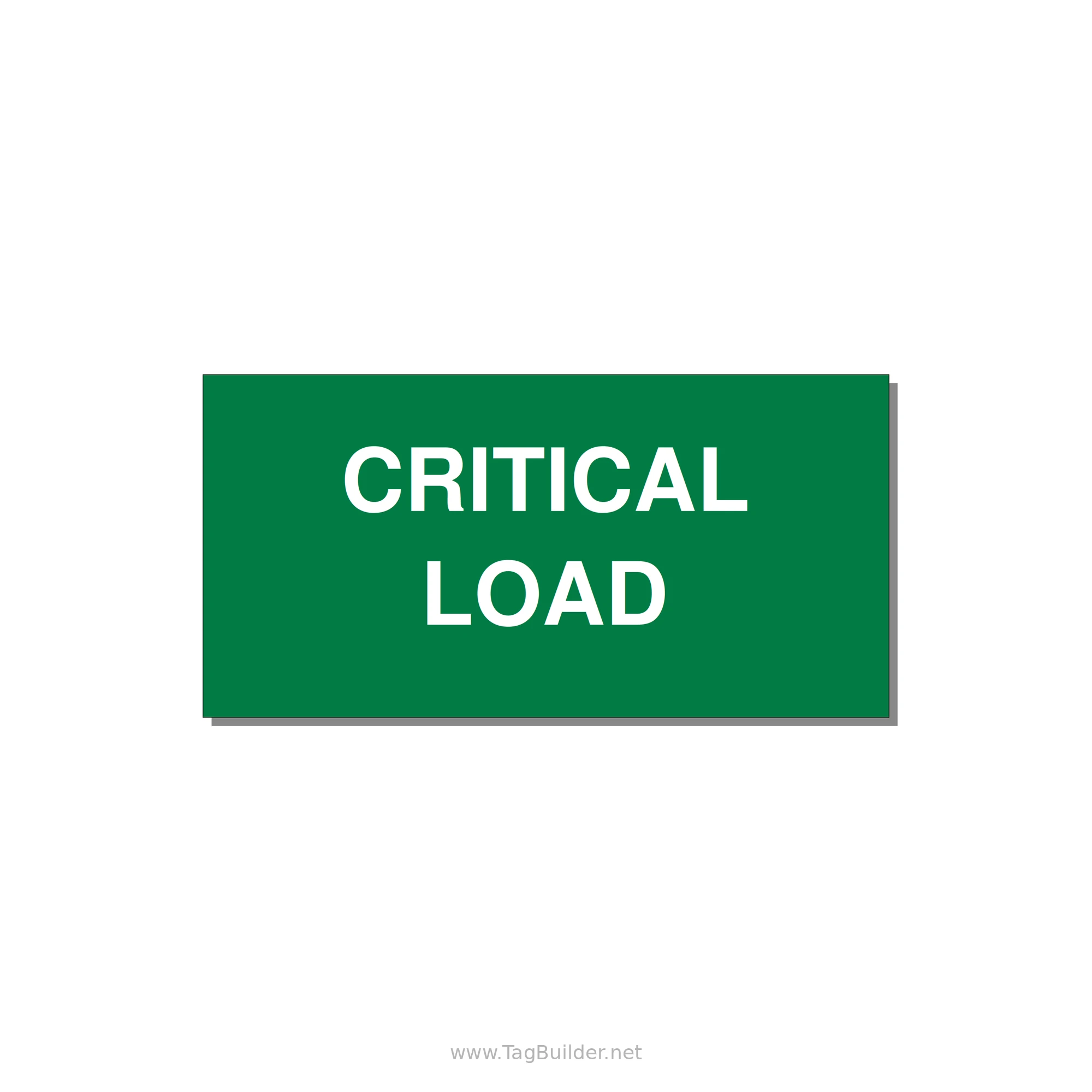 4.0x2.0" Critical Equipment Label - CRITICAL LOAD — 4x2" White on Green, Adhesive