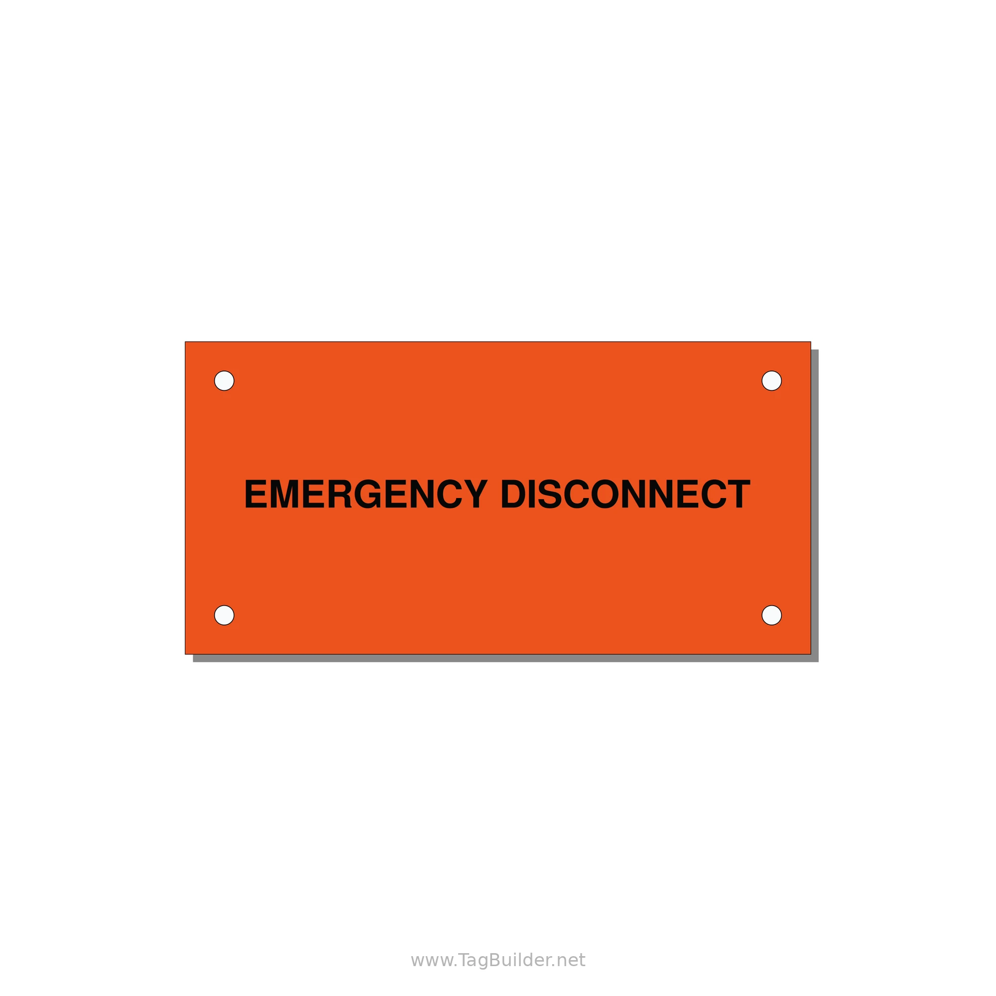 4.0x2.0" Disconnect Switch Label - EMERGENCY DISCONNECT — 4x2" Black on Orange, Holes