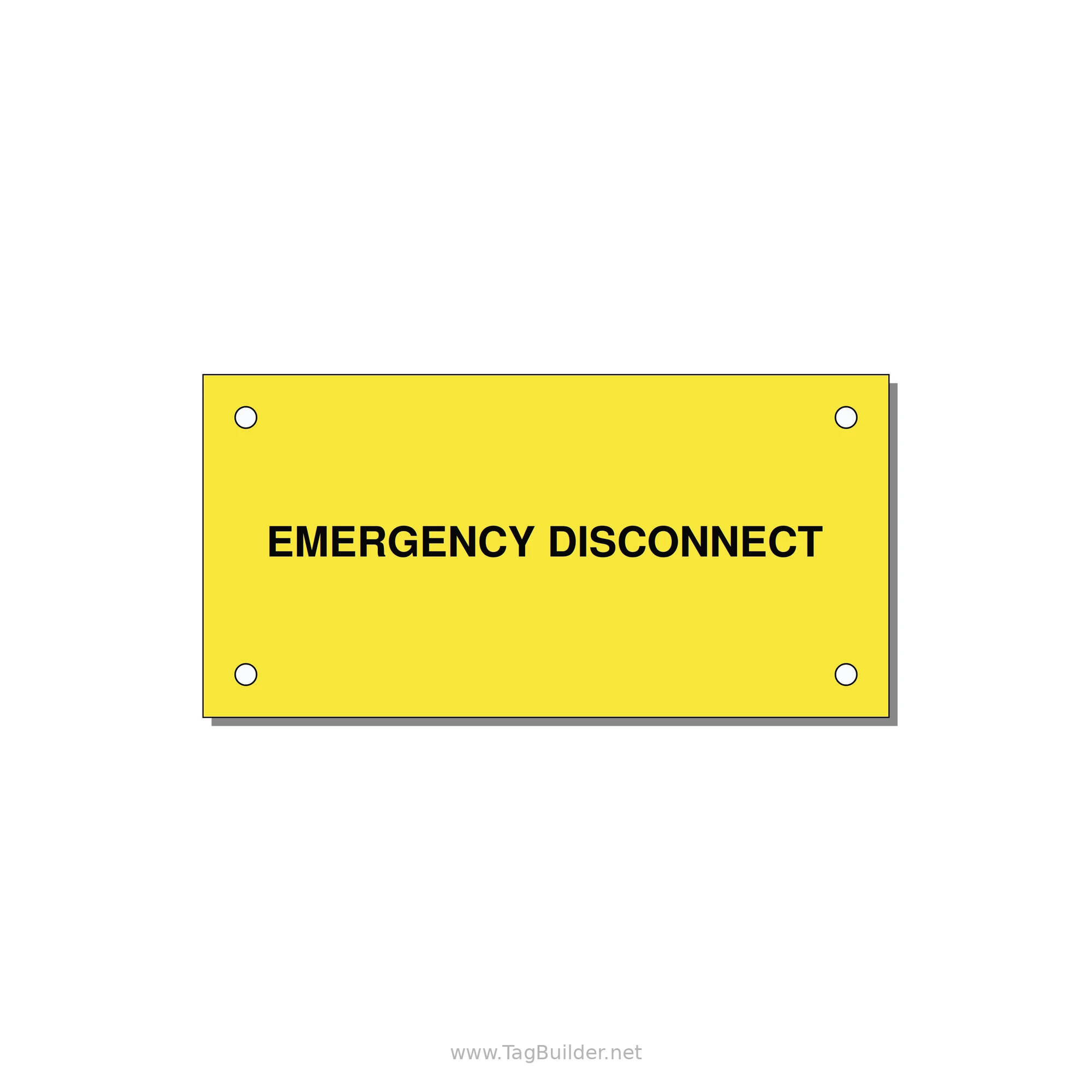 4.0x2.0" Disconnect Switch Label - EMERGENCY DISCONNECT — 4x2" Black on Yellow, Holes