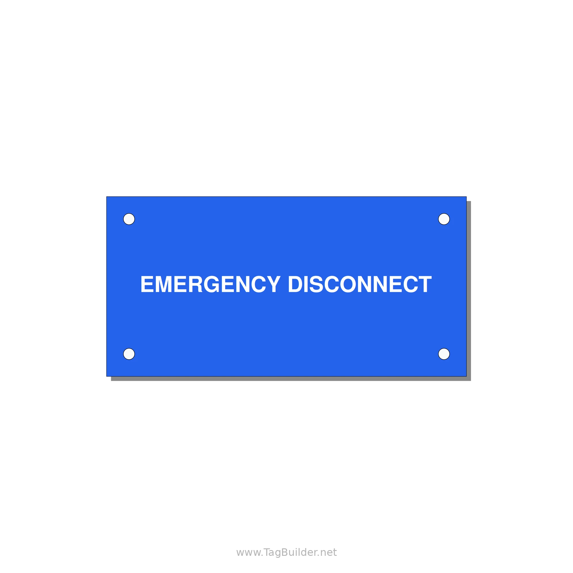 4.0x2.0" Disconnect Switch Label - EMERGENCY DISCONNECT — 4x2" White on Blue, Holes