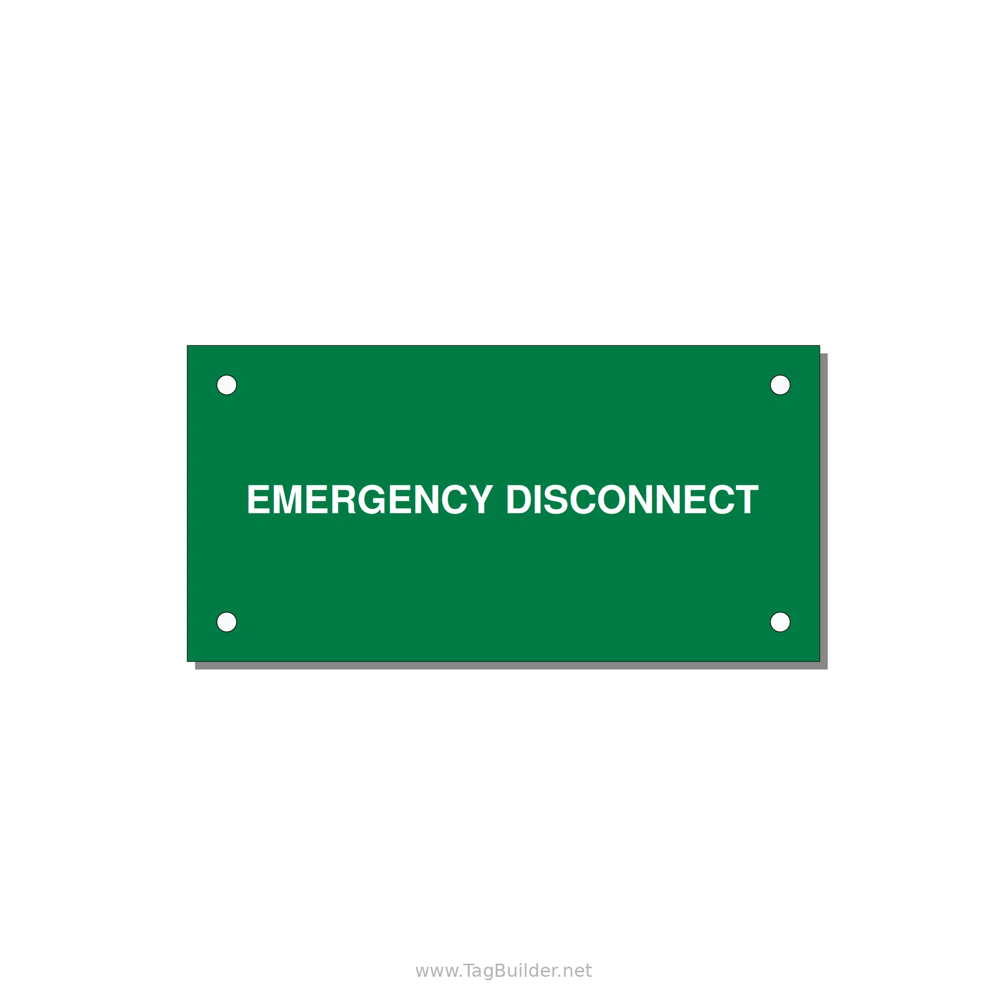 4.0x2.0" Disconnect Switch Label - EMERGENCY DISCONNECT — 4x2" White on Green, Holes