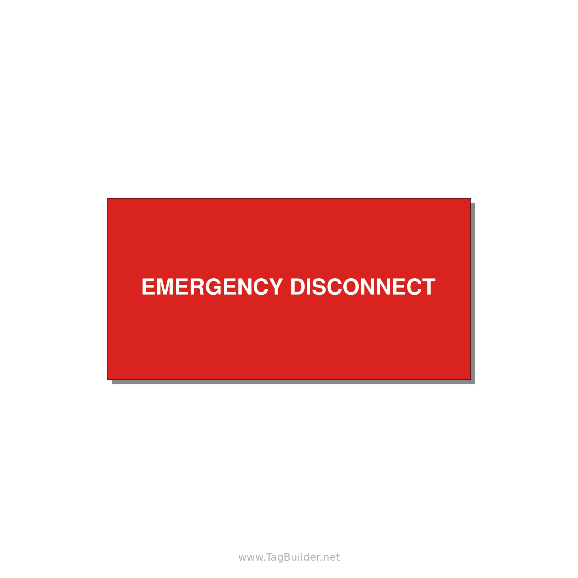 4.0x2.0" Disconnect Switch Label - EMERGENCY DISCONNECT — 4x2" White on Red, Adhesive
