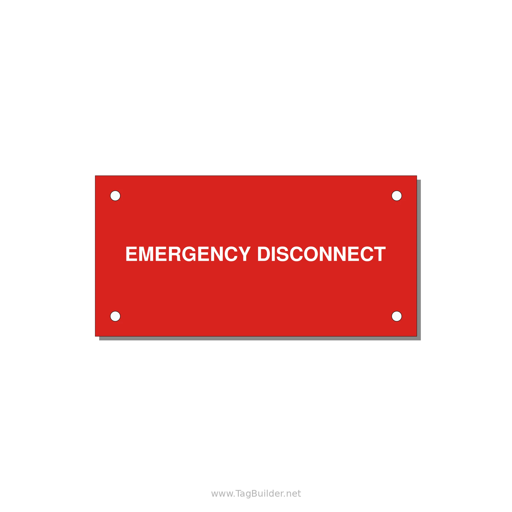 4.0x2.0" Disconnect Switch Label - EMERGENCY DISCONNECT — 4x2" White on Red, Holes