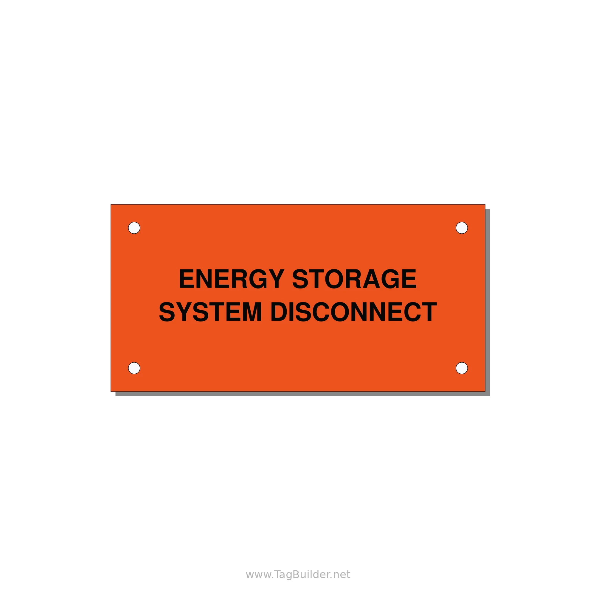 4.0x2.0" Disconnect Switch Label - ENERGY STORAGE SYSTEM DIS — 4x2" Black on Orange, Holes